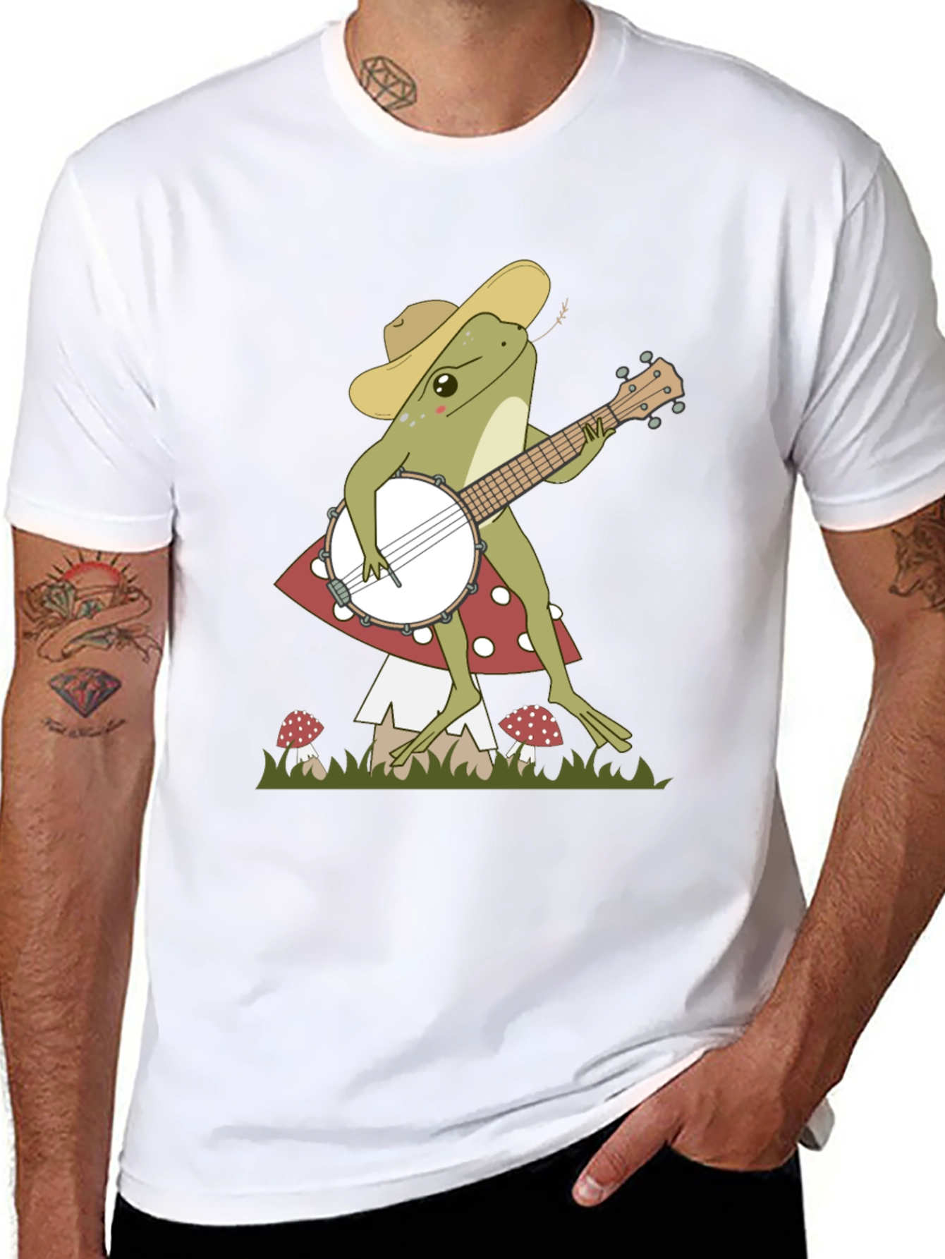 Banjo Frog T-Shirt: Musician Toadstool Tee