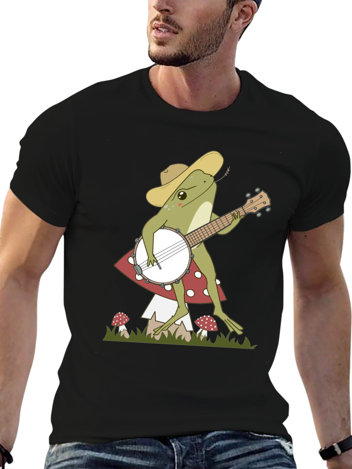 Banjo Frog T-Shirt: Musician Toadstool Tee