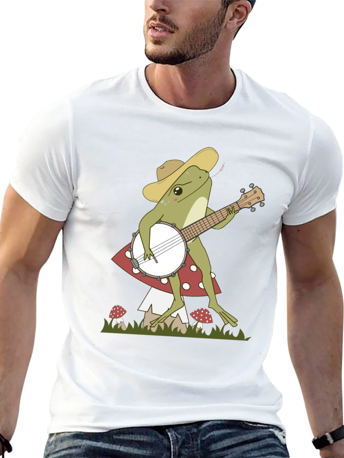 Banjo Frog T-Shirt: Musician Toadstool Tee