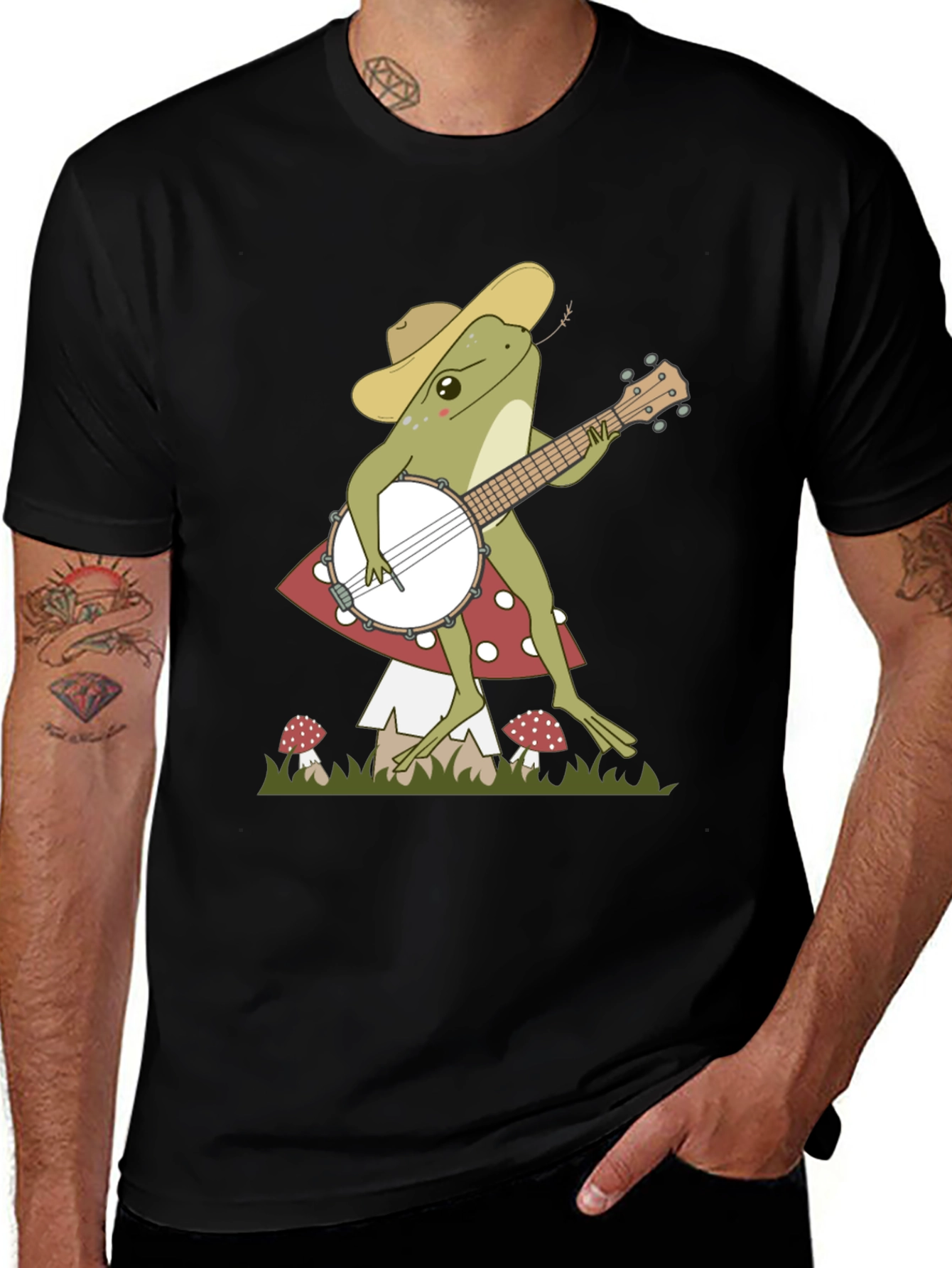 Banjo Frog T-Shirt: Musician Toadstool Tee