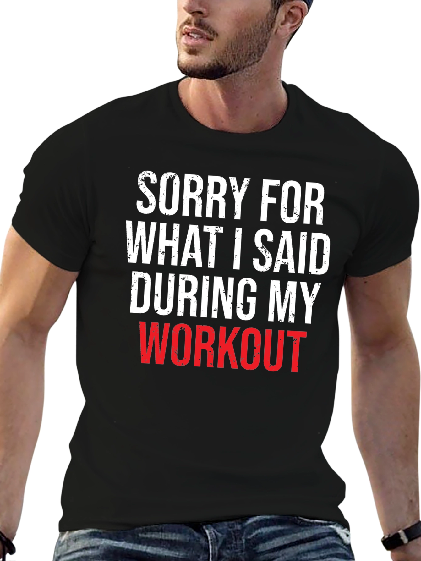 Workout Apology Graphic Tee - Black