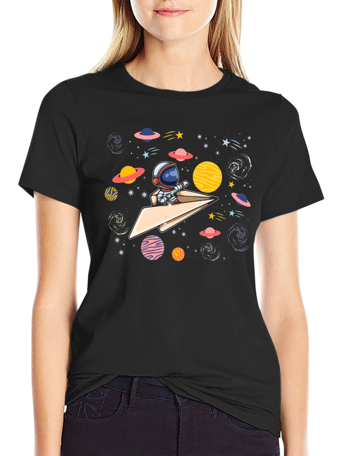 Astronaut Paper Plane T-Shirt - Space Adventure