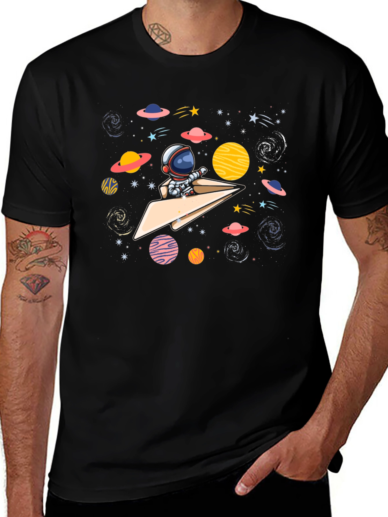 Astronaut Paper Plane T-Shirt - Space Adventure