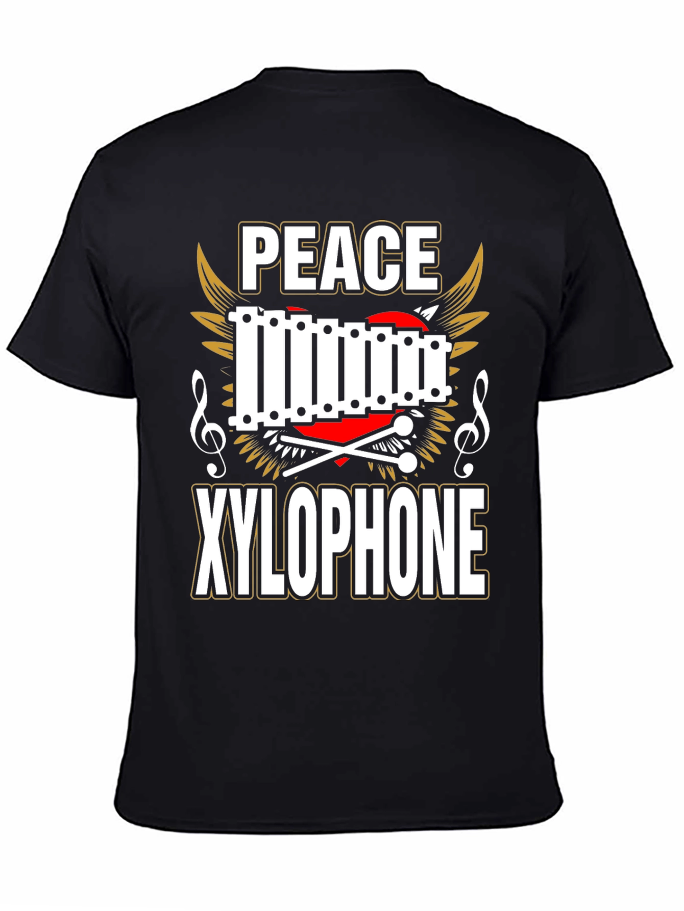 Peace Xylophone Graphic Tee - Black Cotton T-Shirt