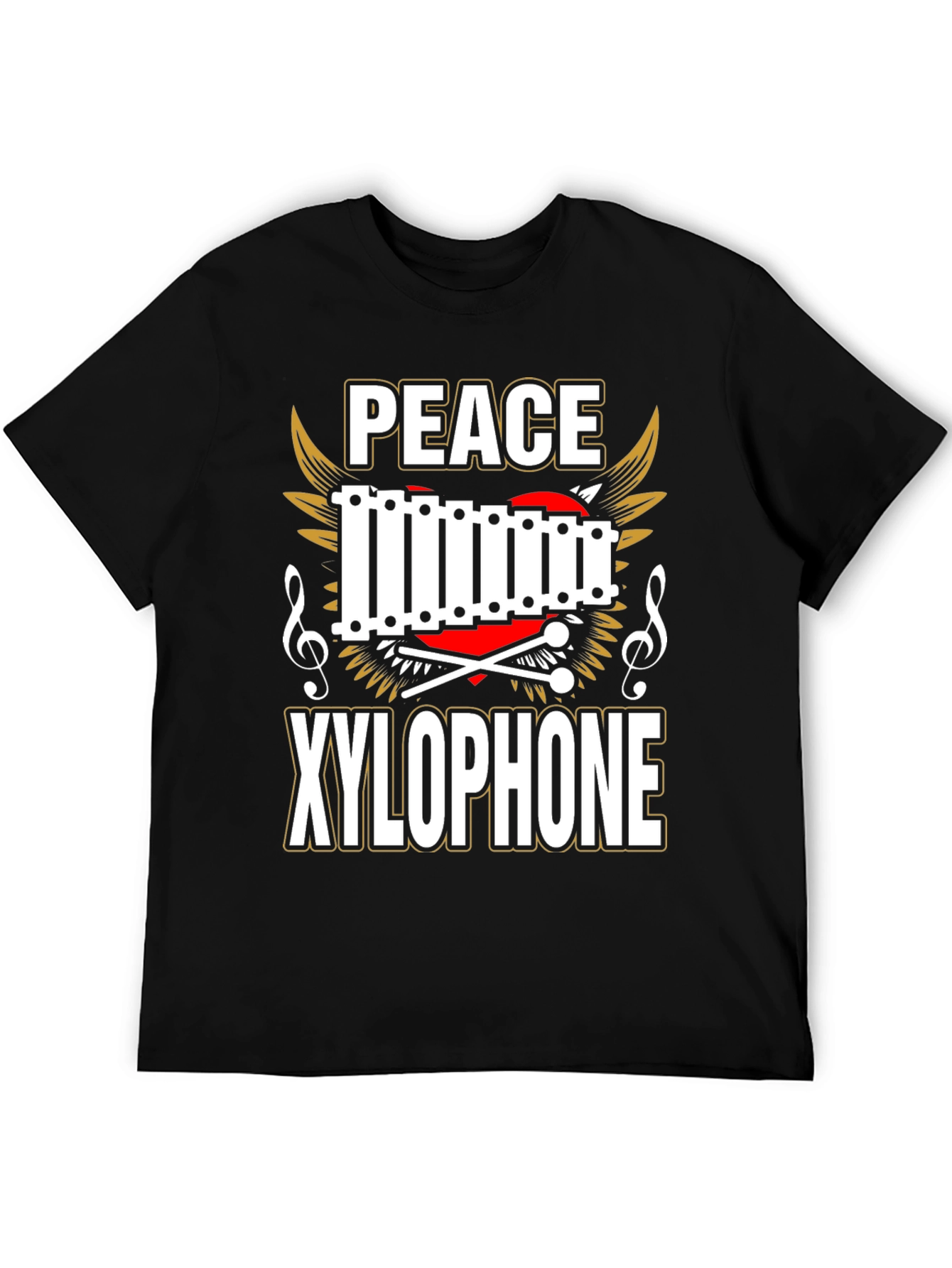 Peace Xylophone Graphic Tee - Black Cotton T-Shirt