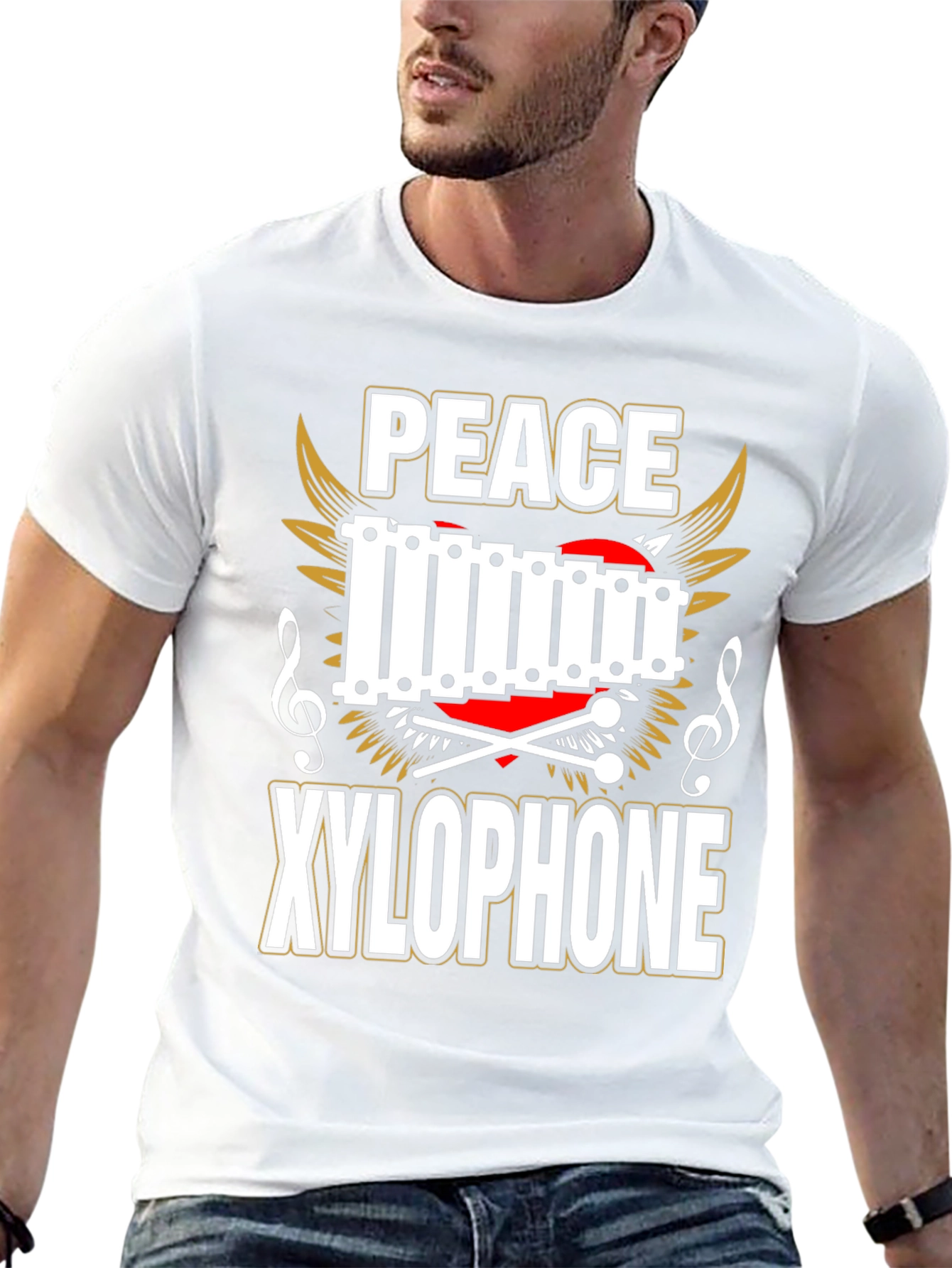 Peace Xylophone Graphic Tee - Black Cotton T-Shirt
