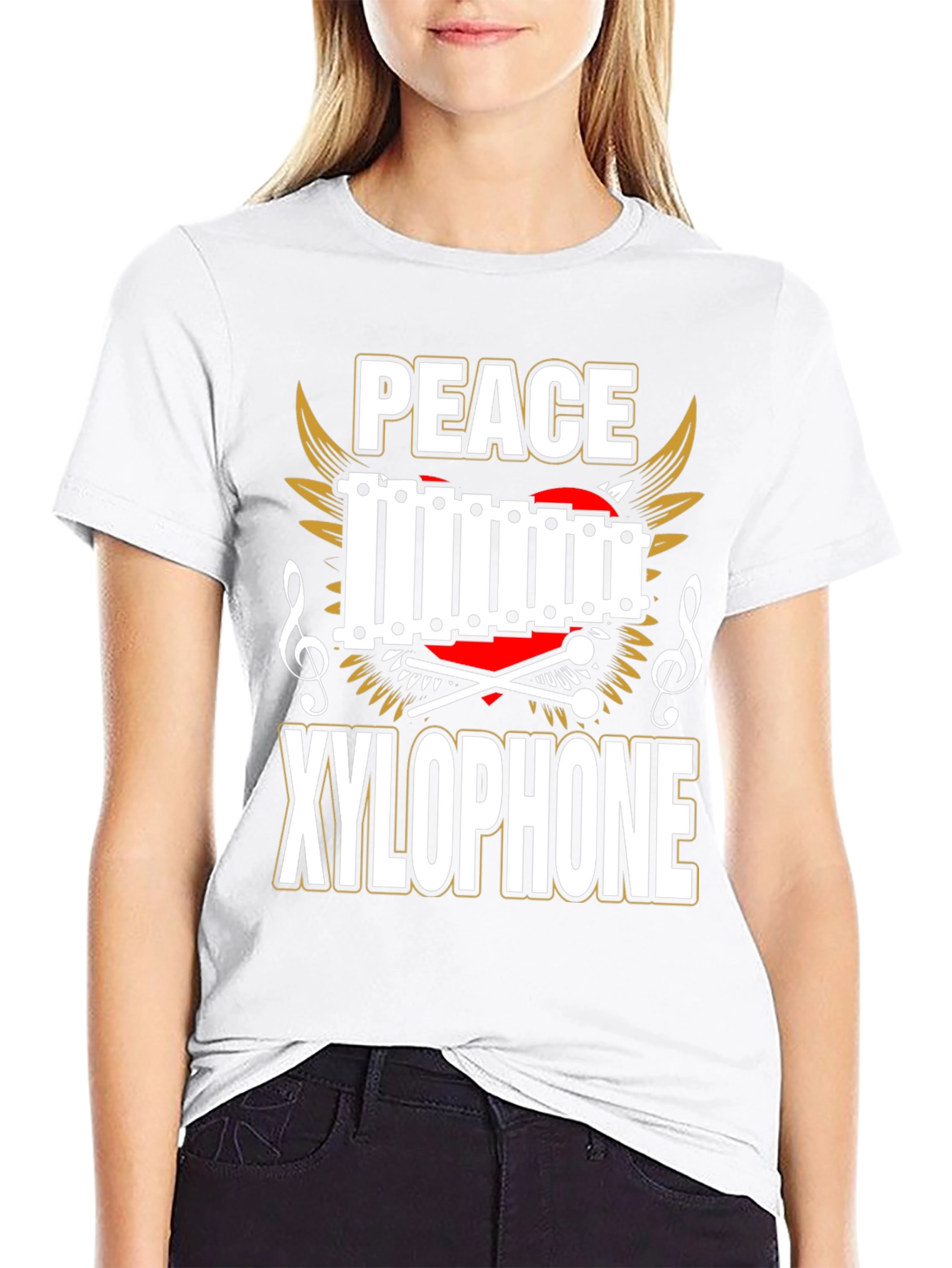 Peace Xylophone Graphic Tee - Black Cotton T-Shirt