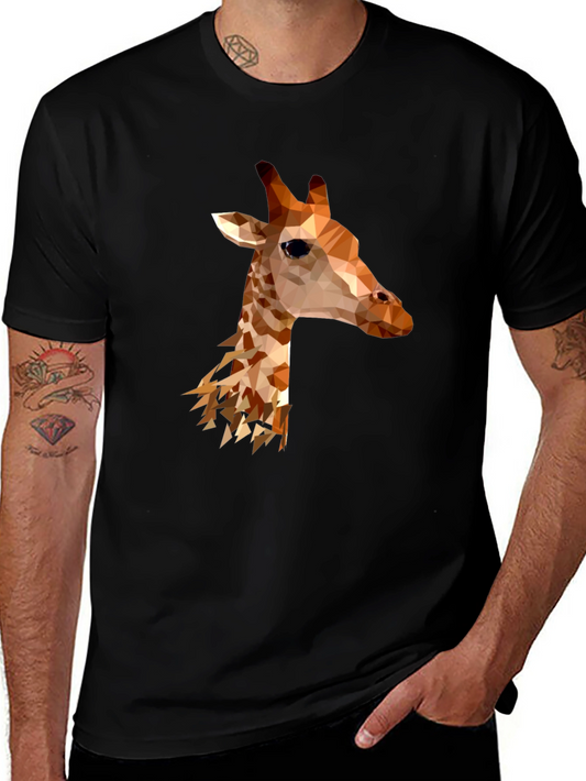 Geometric Giraffe Black T-Shirt - Modern Minimalist Style