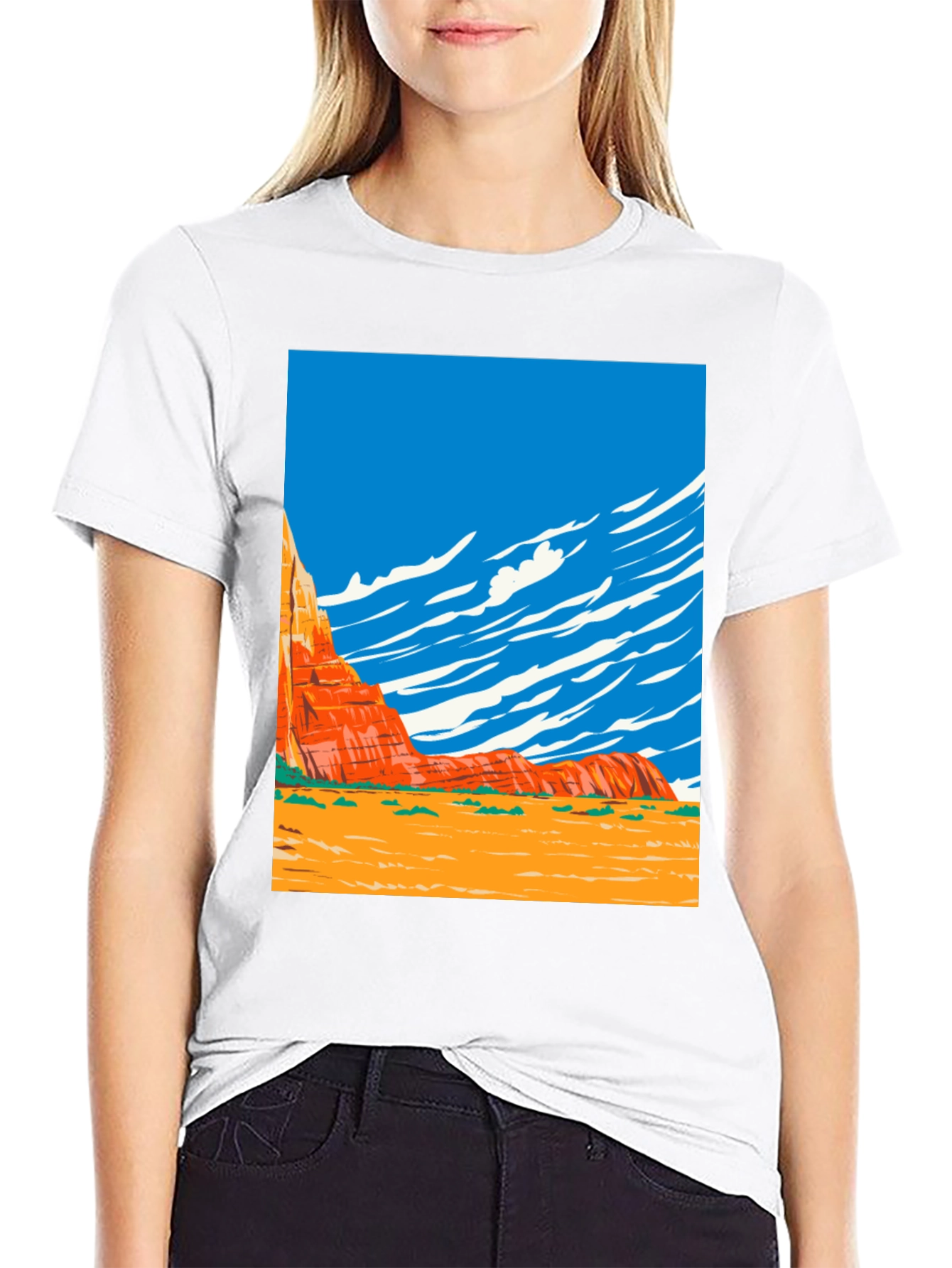 Desert Landscape Graphic Tee - Black Cotton Shirt