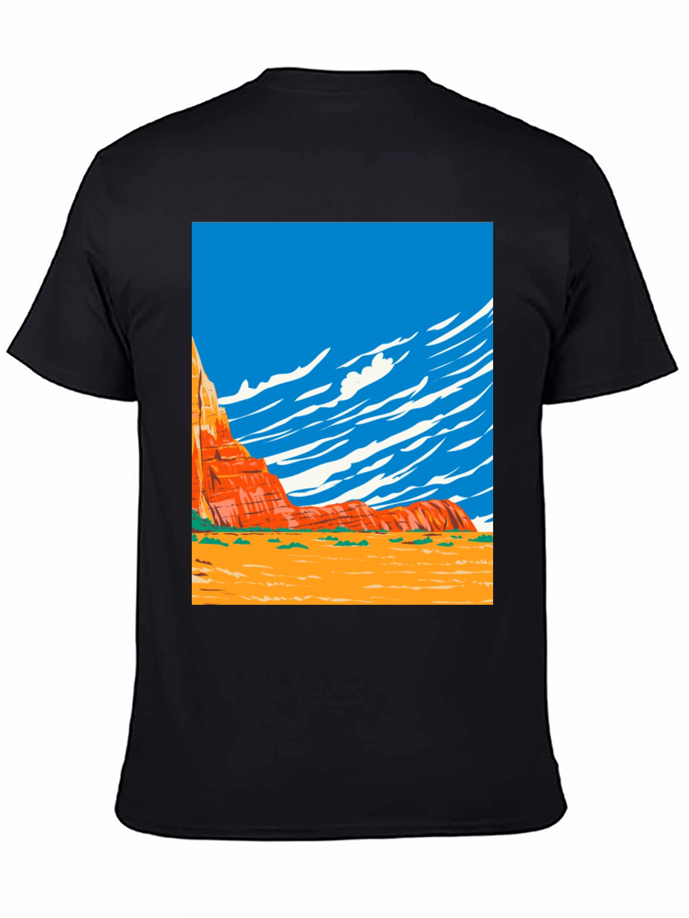 Desert Landscape Graphic Tee - Black Cotton Shirt