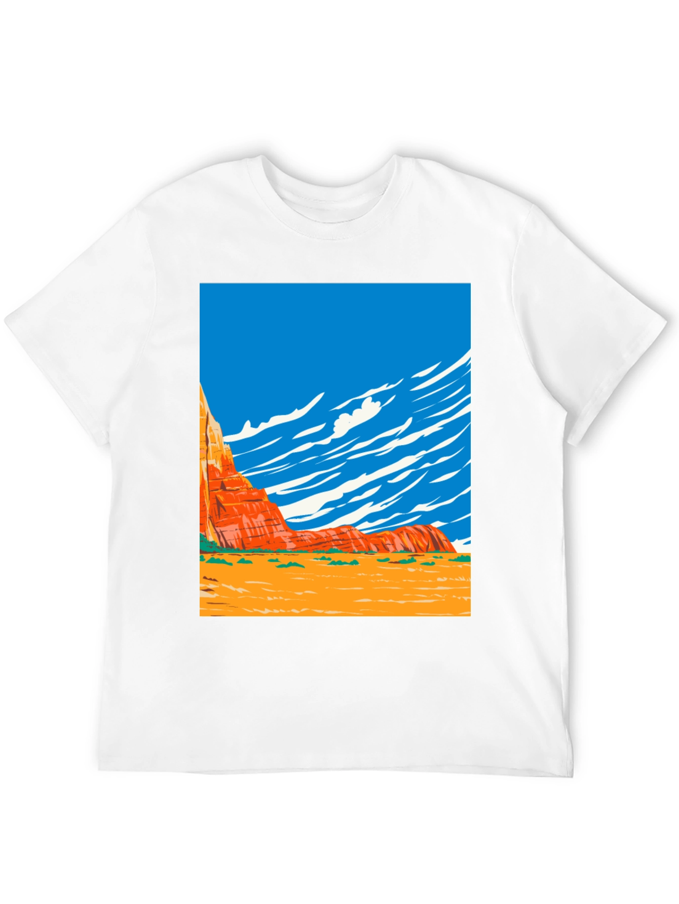Desert Landscape Graphic Tee - Black Cotton Shirt