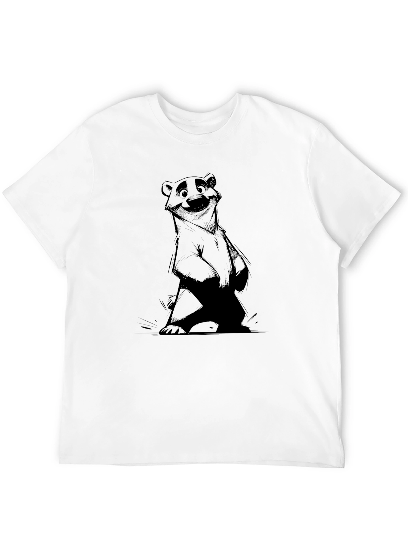 Bear Graphic Print Black T-Shirt