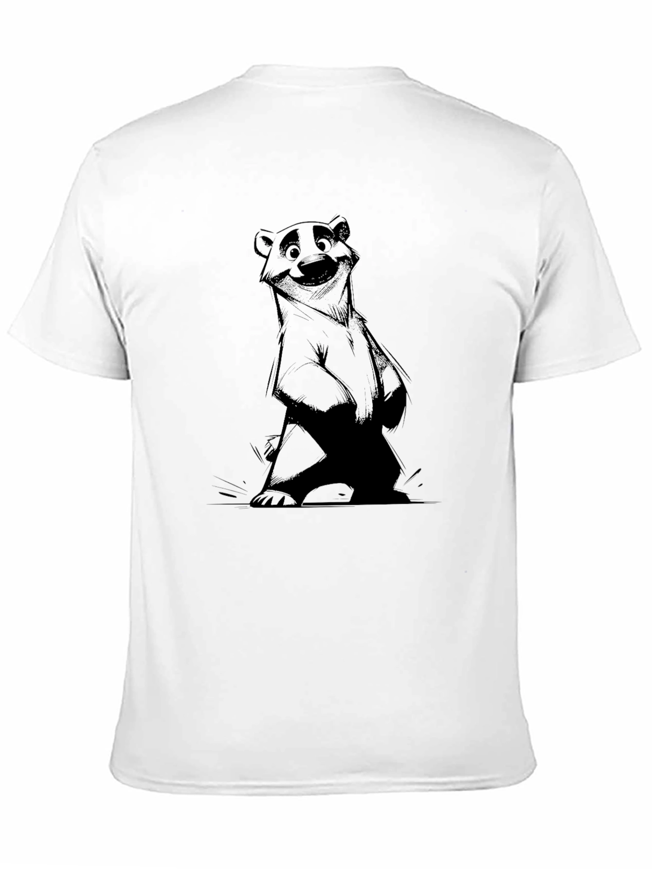 Bear Graphic Print Black T-Shirt
