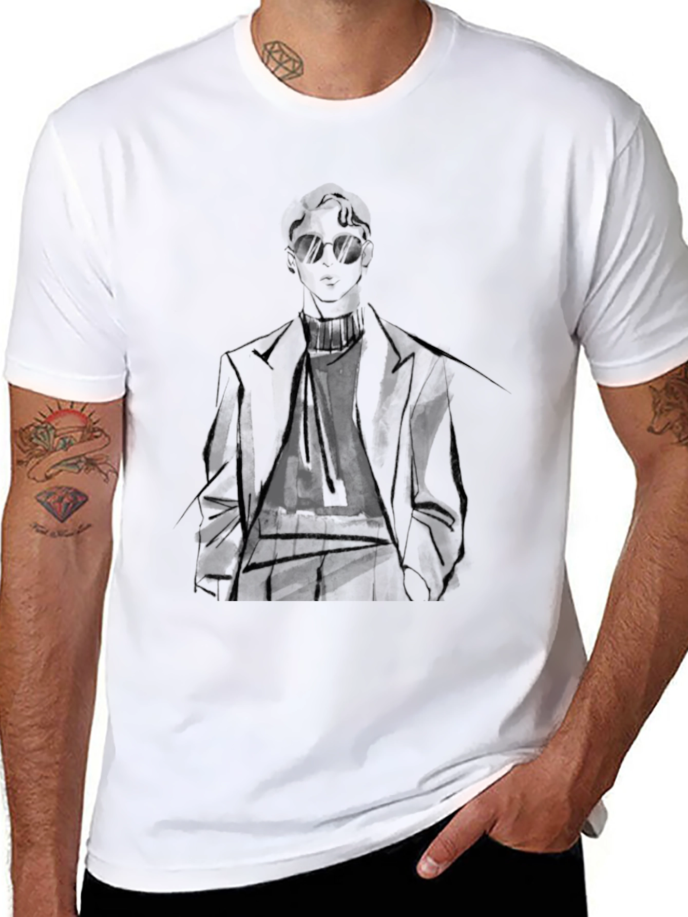 Stylish Man Graphic Tee - Black