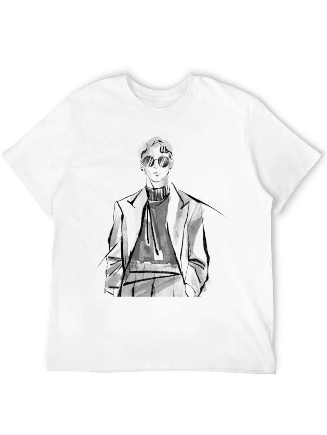 Stylish Man Graphic Tee - Black