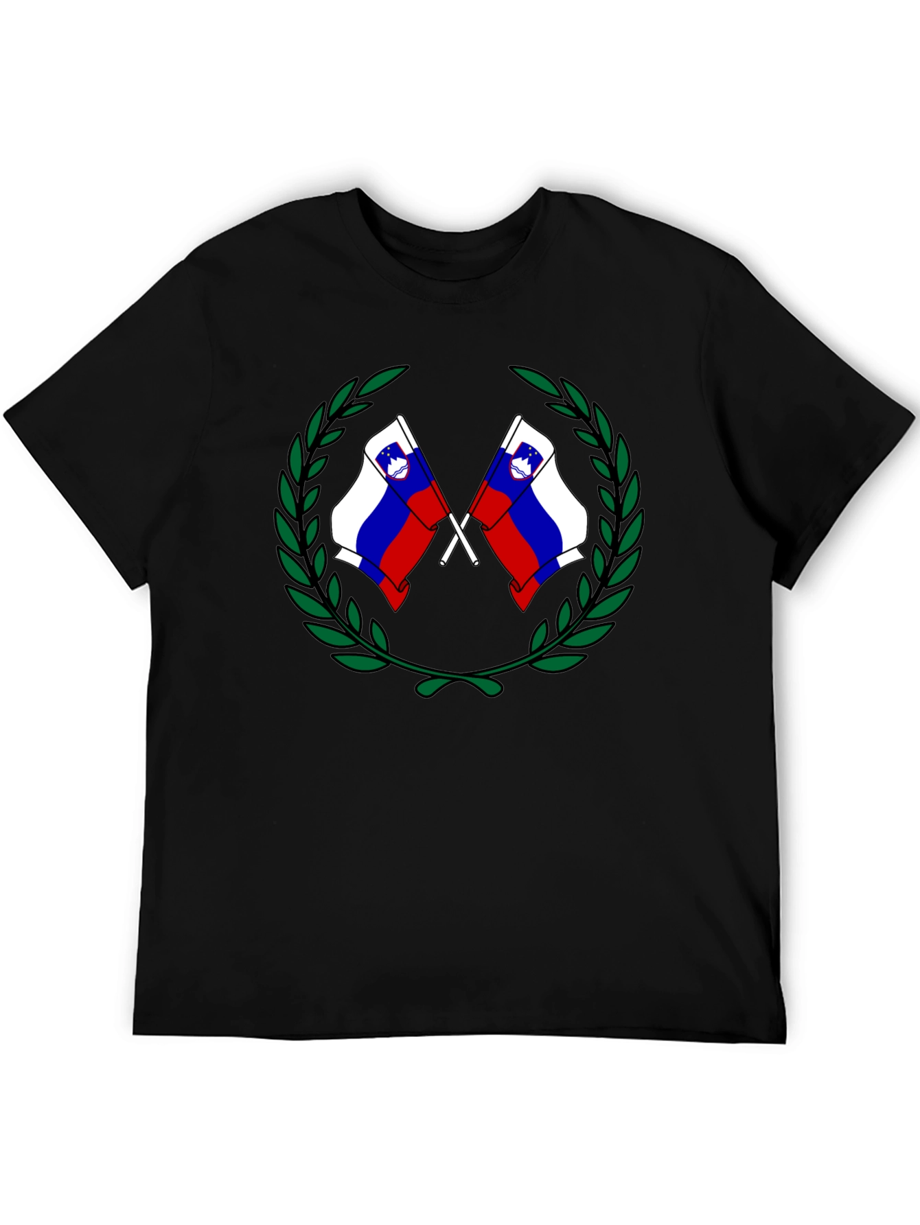 Slovenian Flag Wreath Black T-Shirt