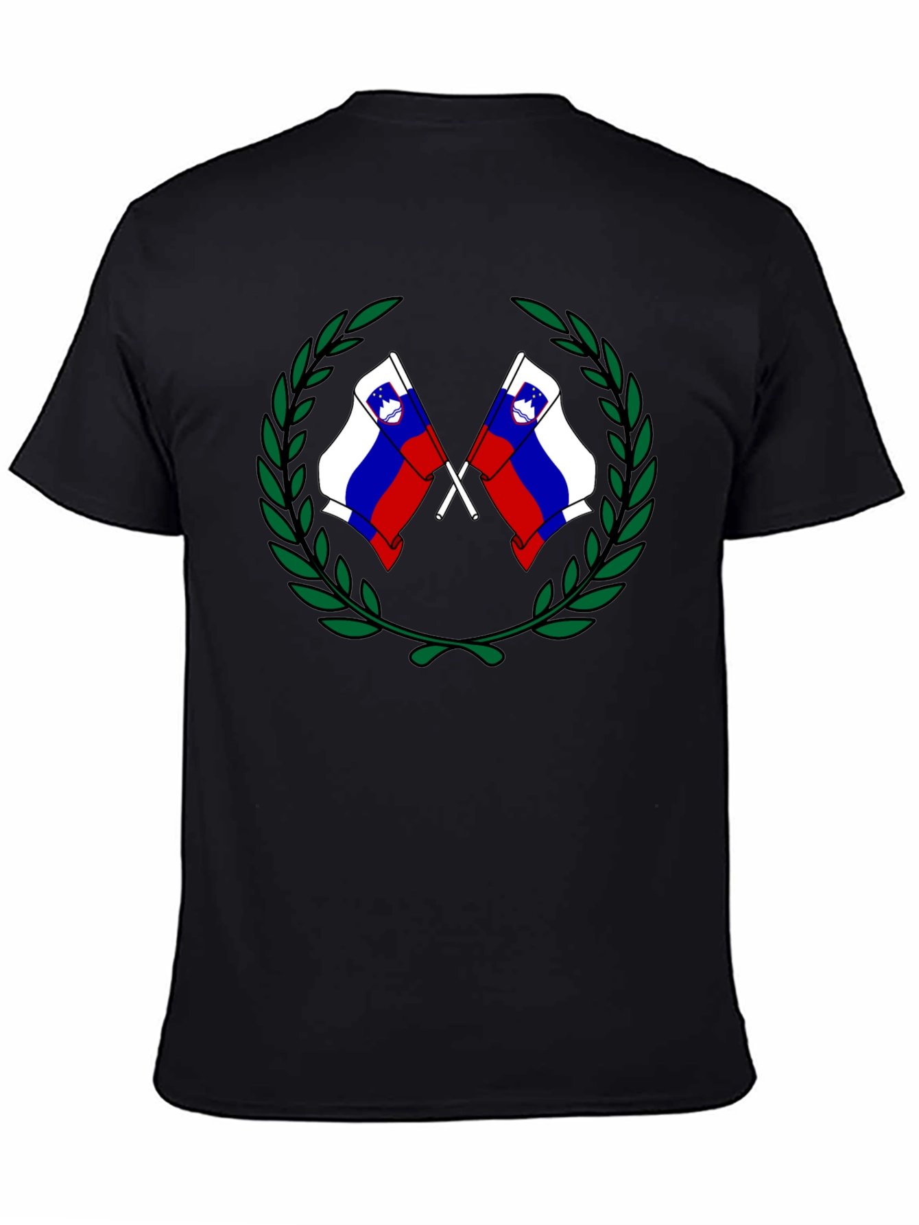 Slovenian Flag Wreath Black T-Shirt