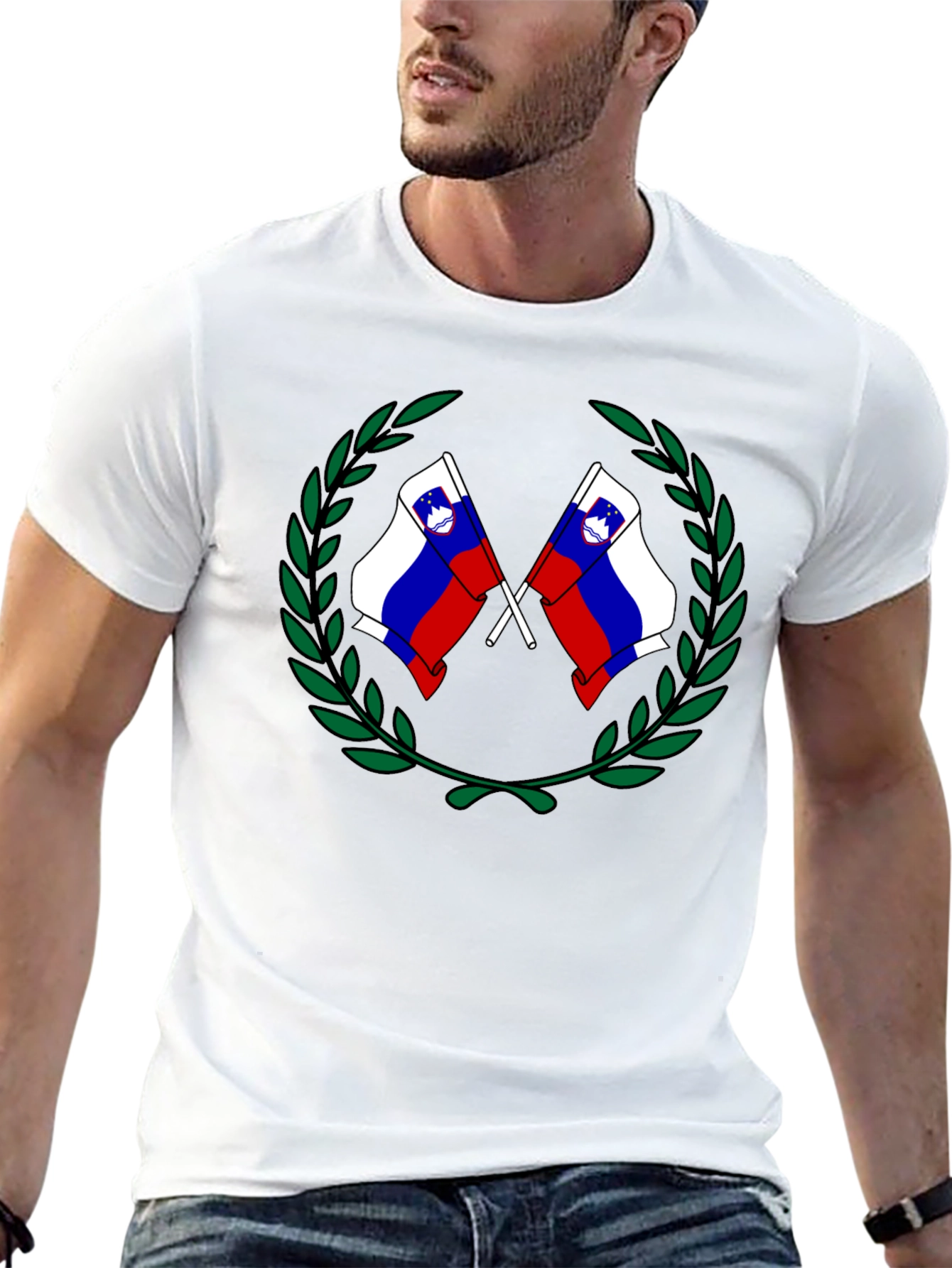 Slovenian Flag Wreath Black T-Shirt