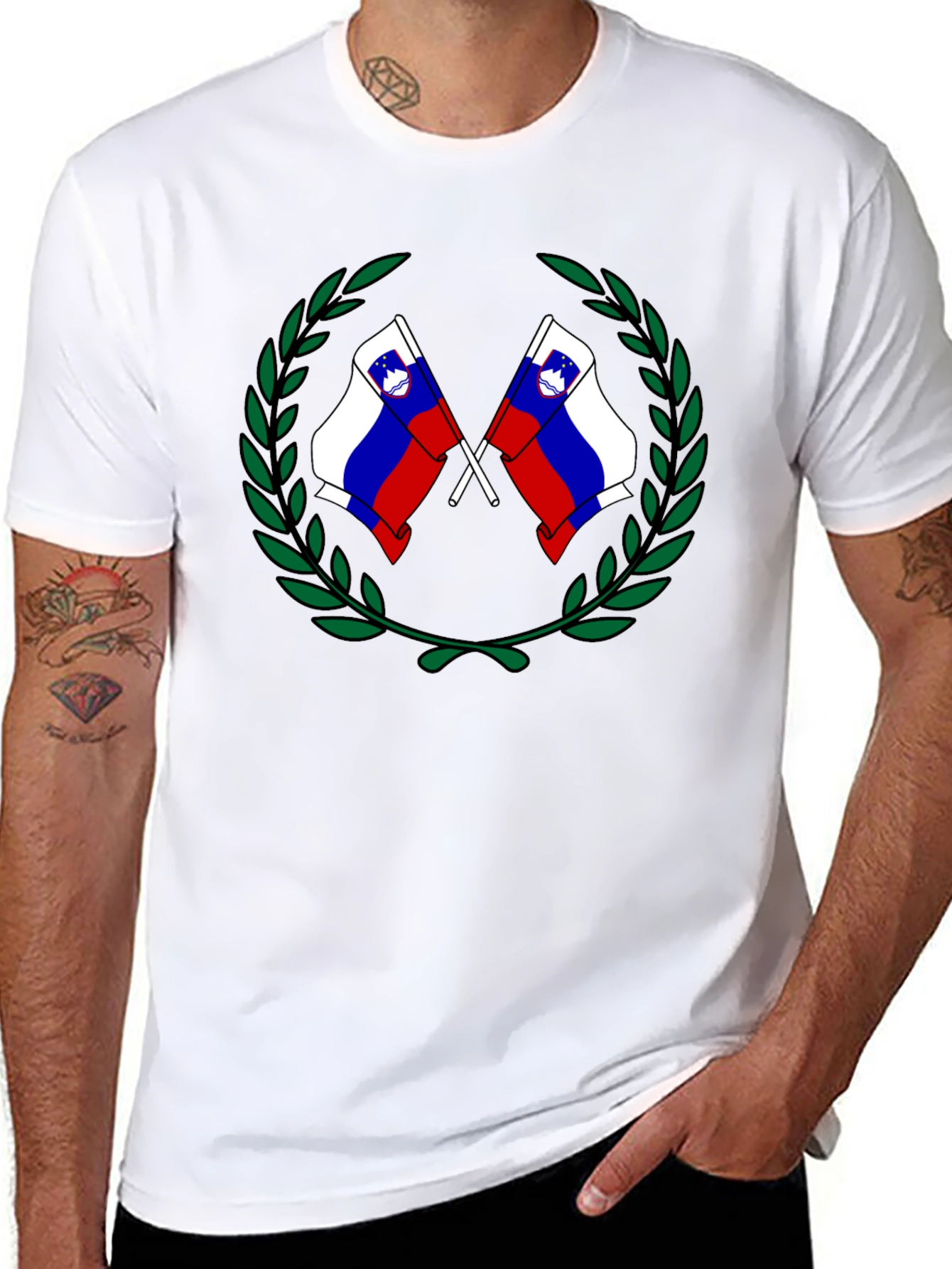 Slovenian Flag Wreath Black T-Shirt