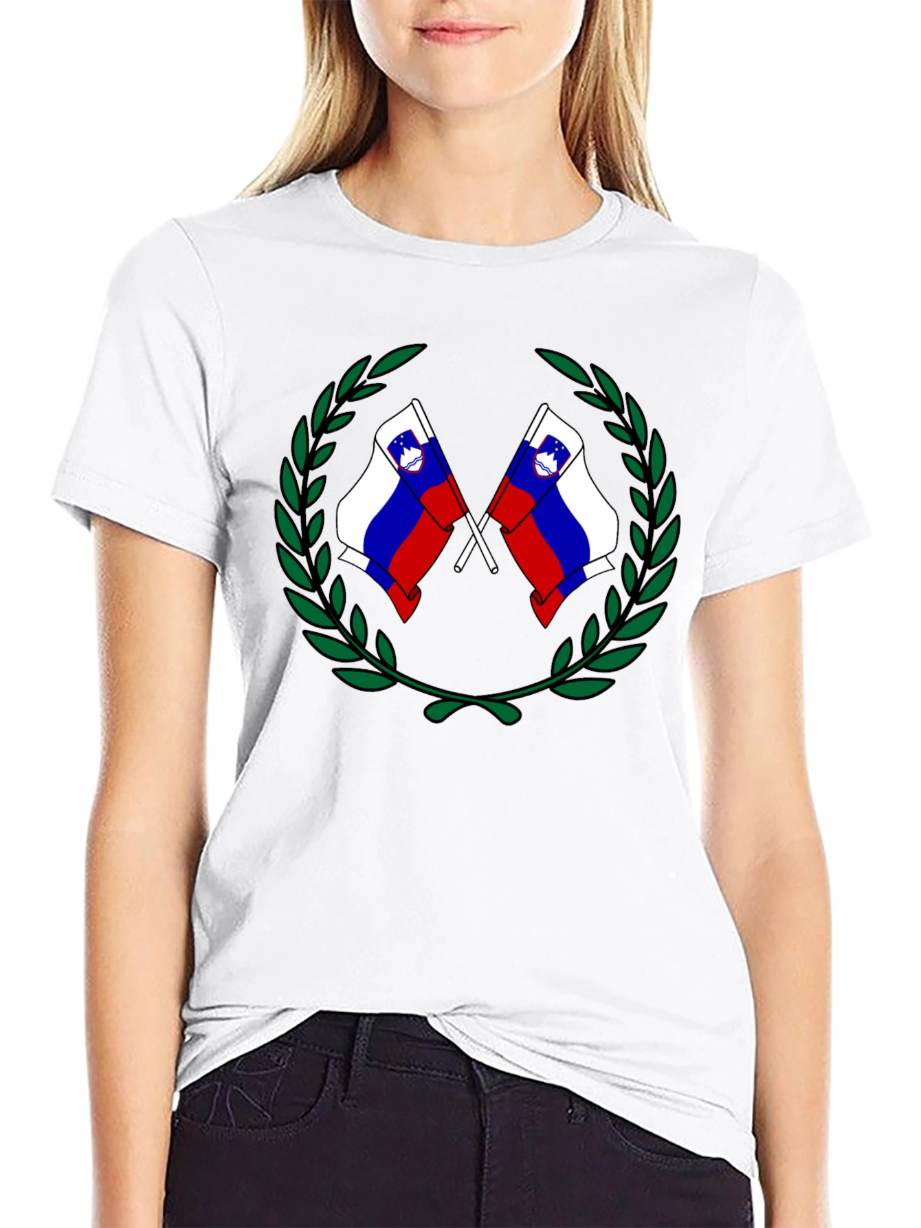 Slovenian Flag Wreath Black T-Shirt