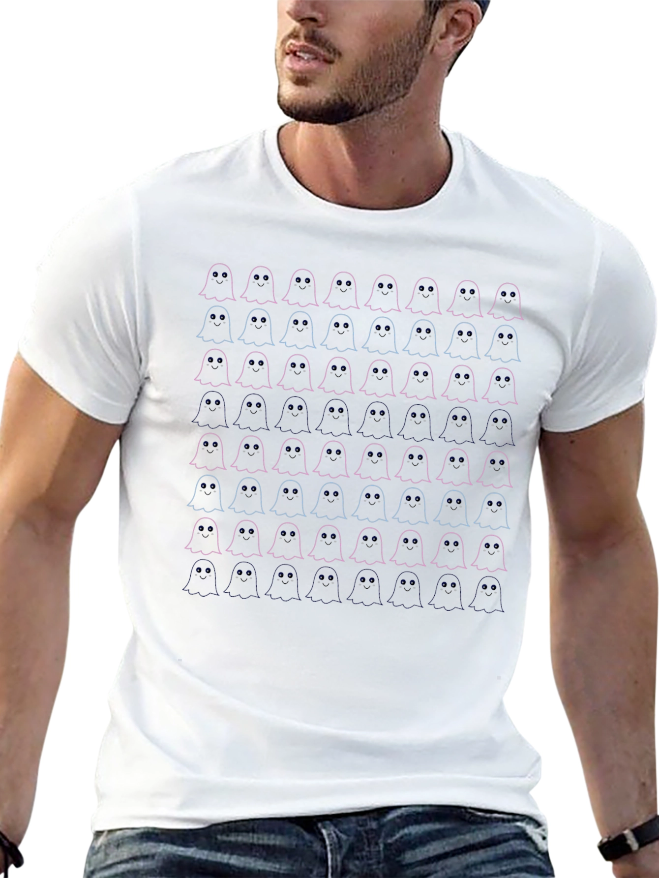 Neon Ghost Pattern T-Shirt