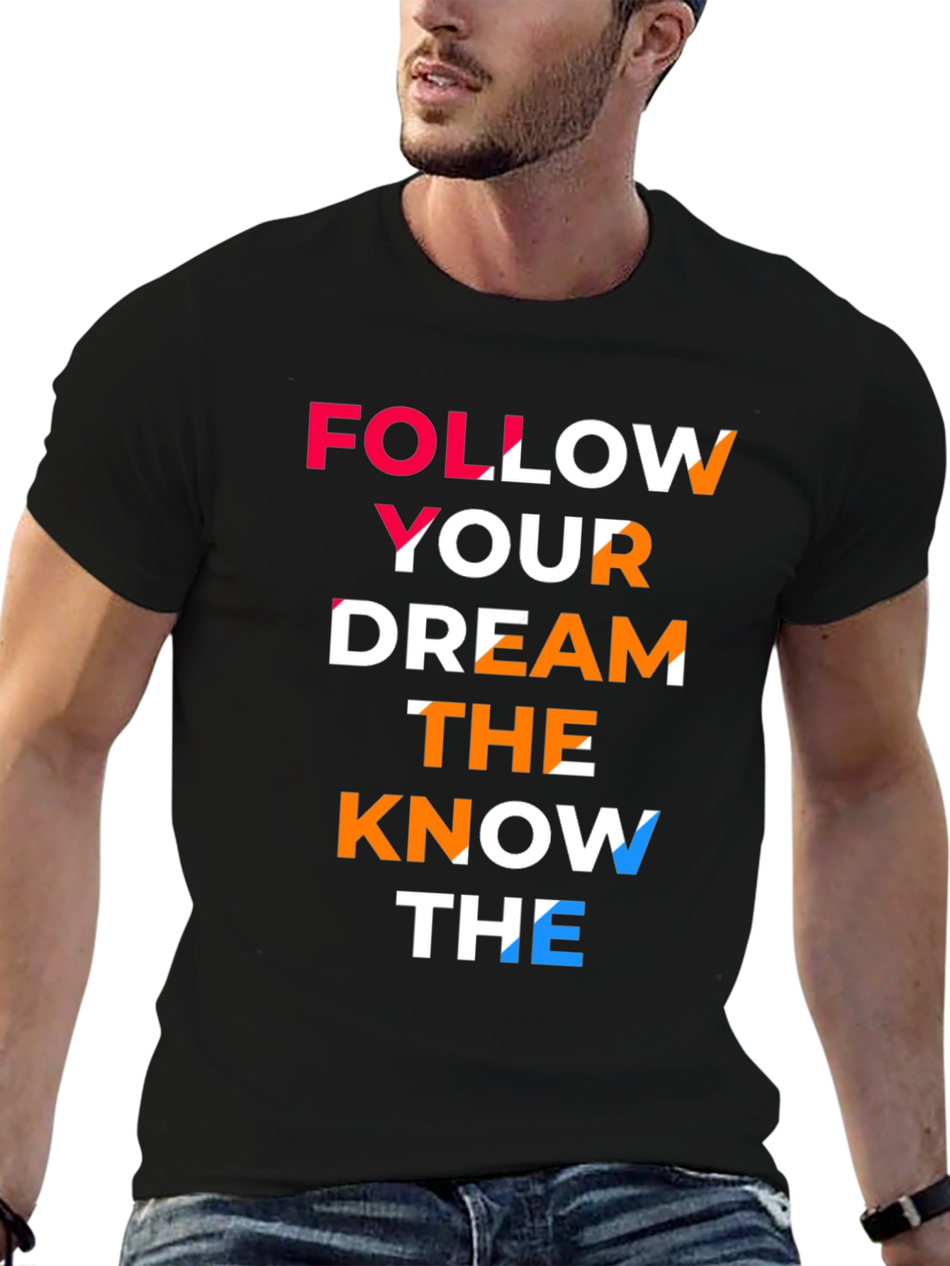Motivational Graphic Print Mens Black T-Shirt