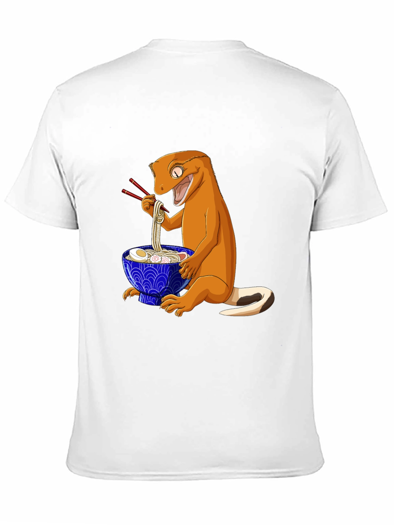 Gecko Ramen T-Shirt: Cute Cartoon Lizard Eating Noodles