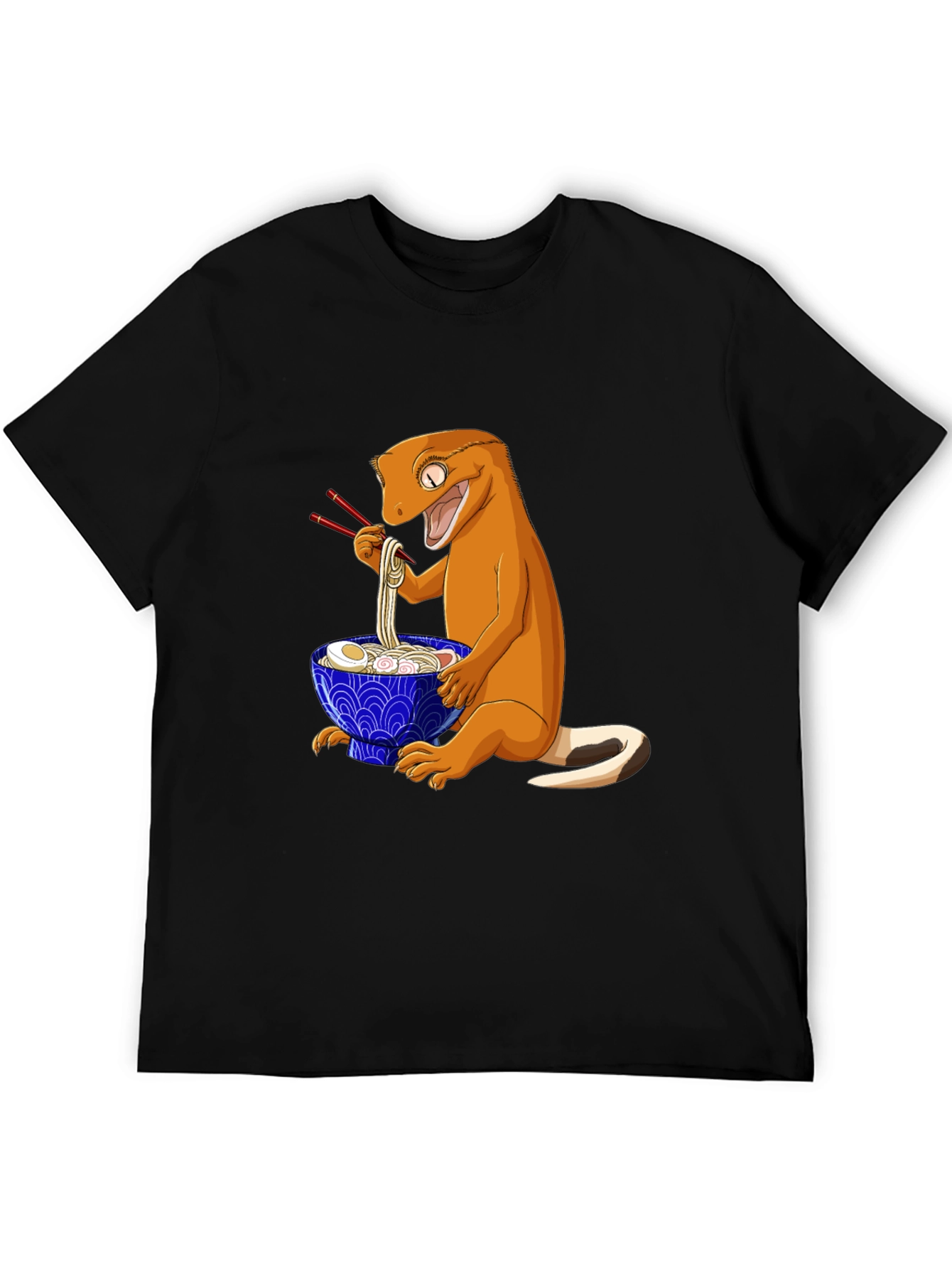 Gecko Ramen T-Shirt: Cute Cartoon Lizard Eating Noodles