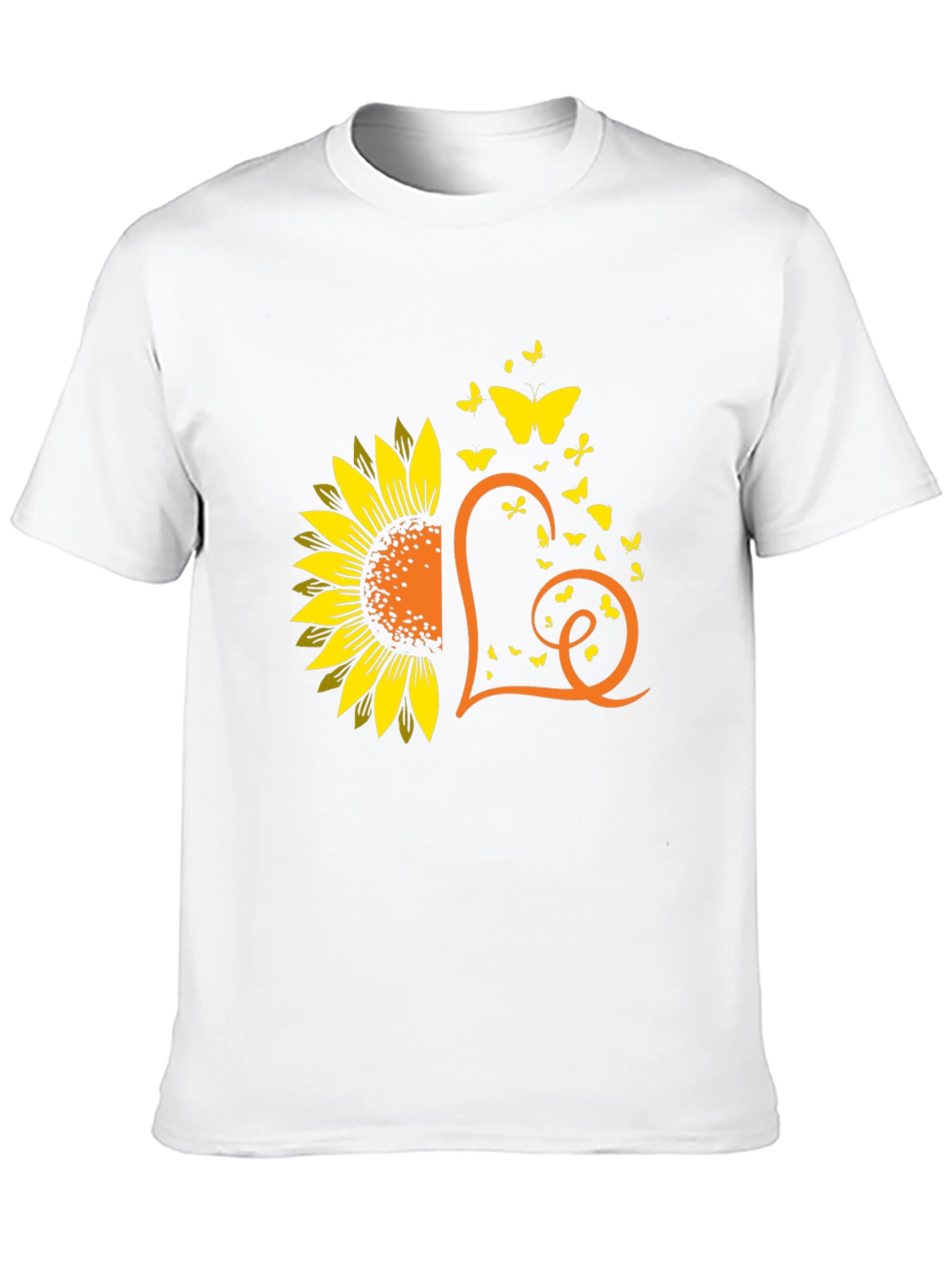 Sunflower Heart Butterfly Graphic Tee - Black