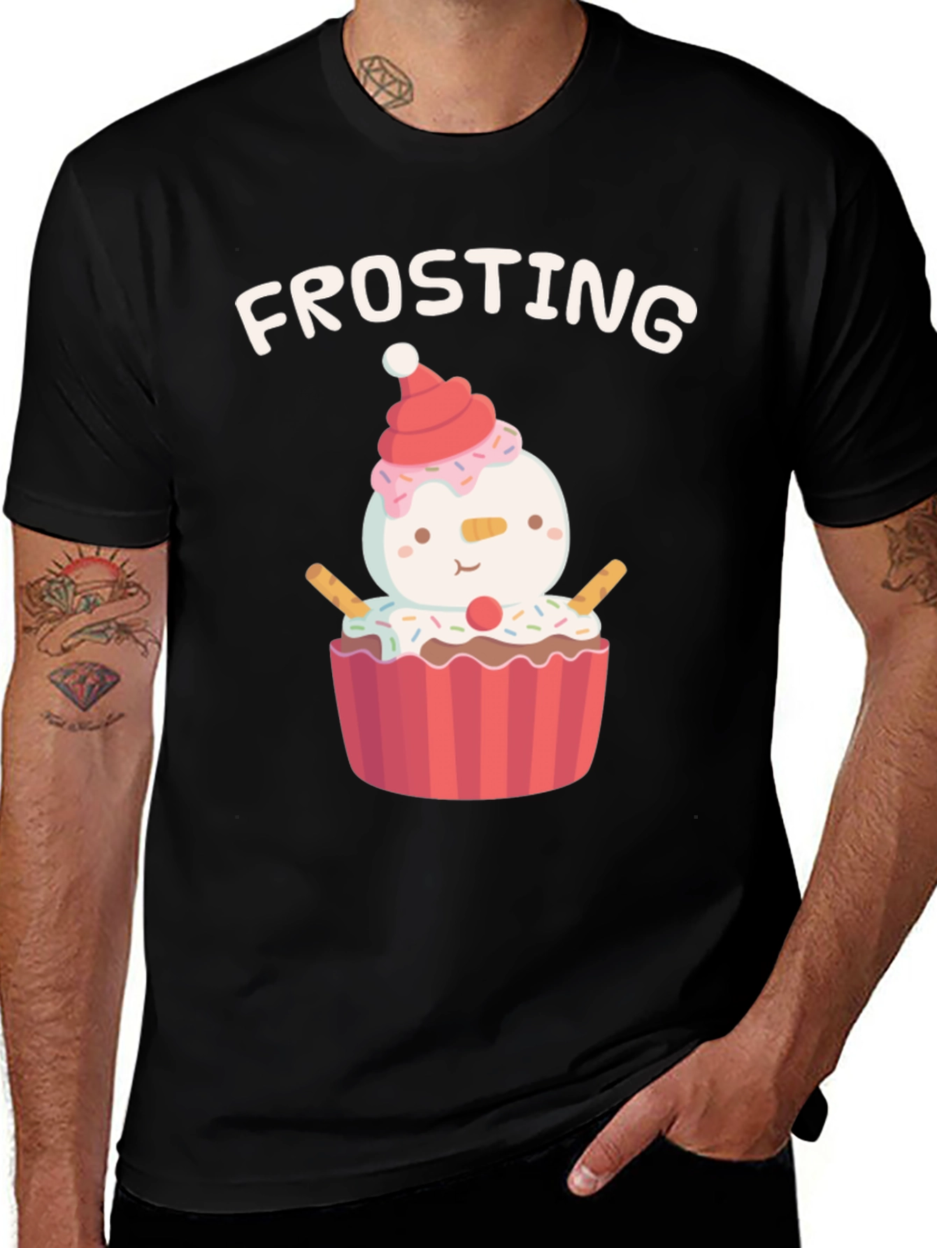 Frosting Cupcake Snowman T-Shirt
