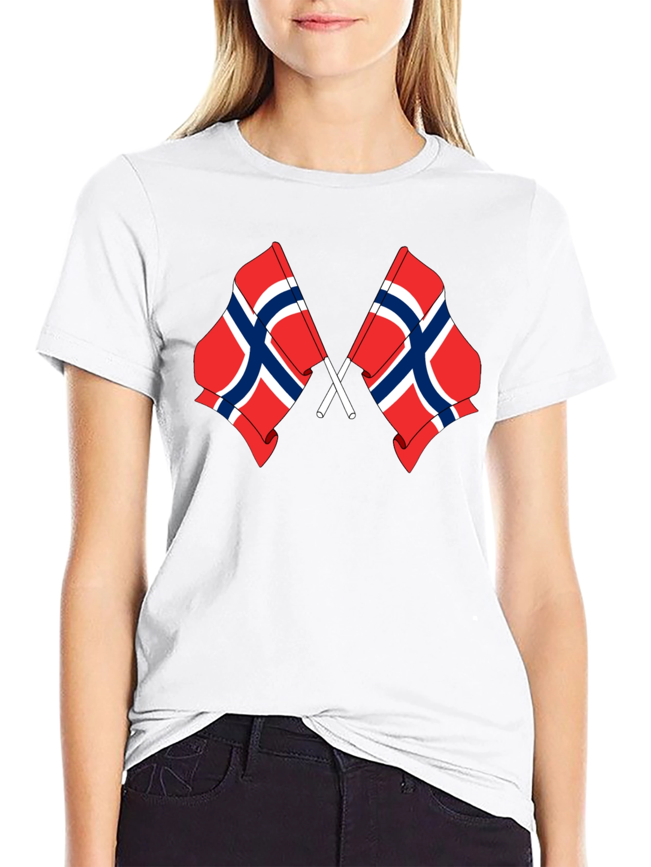 Norway Flag Graphic Black T-Shirt