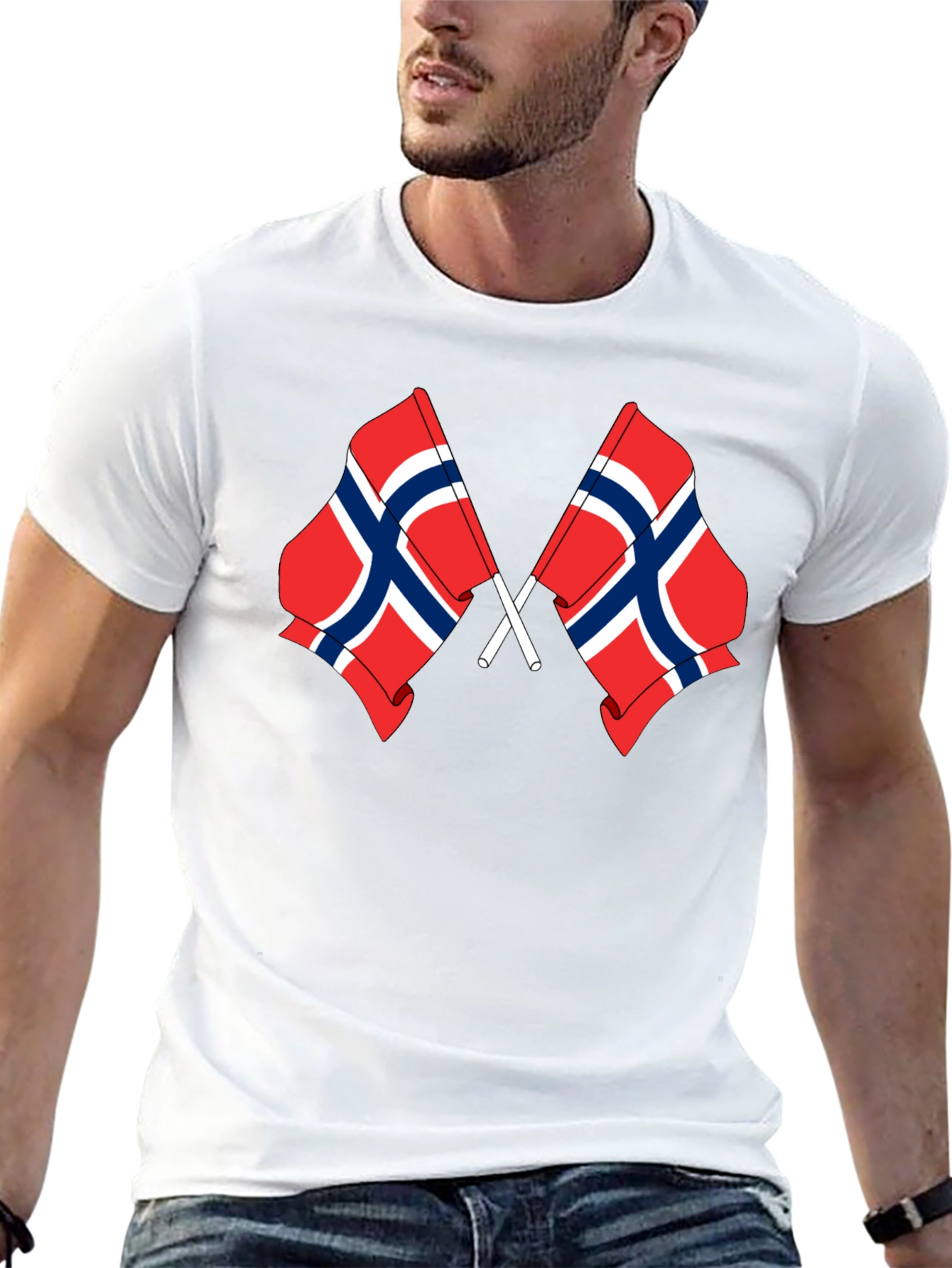 Norway Flag Graphic Black T-Shirt
