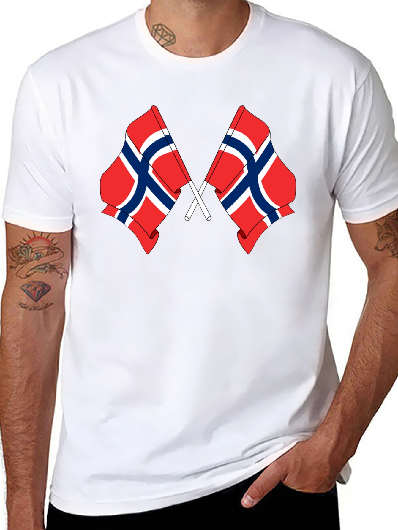 Norway Flag Graphic Black T-Shirt