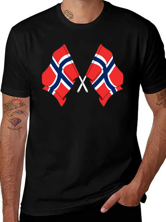 Norway Flag Graphic Black T-Shirt