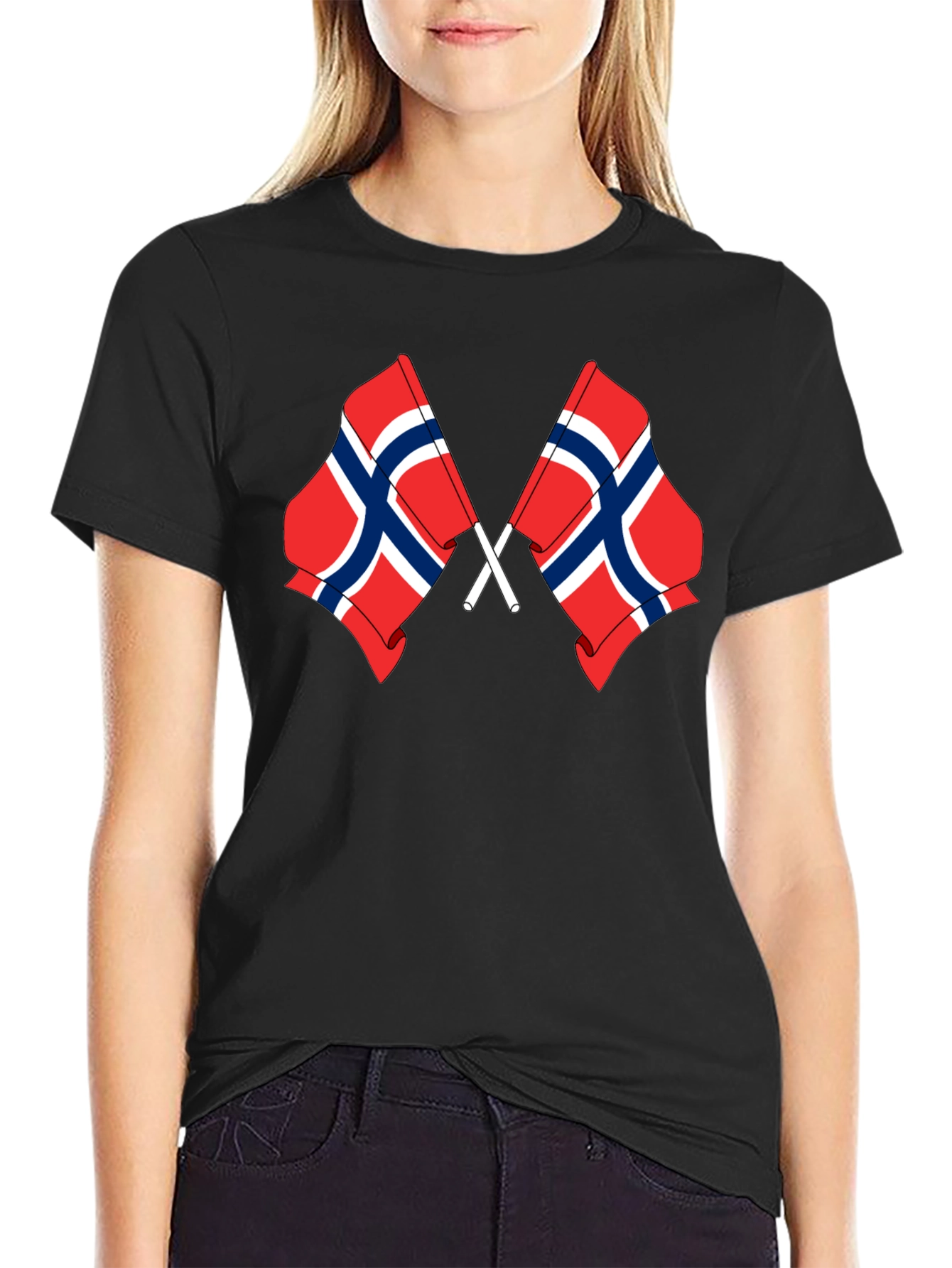 Norway Flag Graphic Black T-Shirt