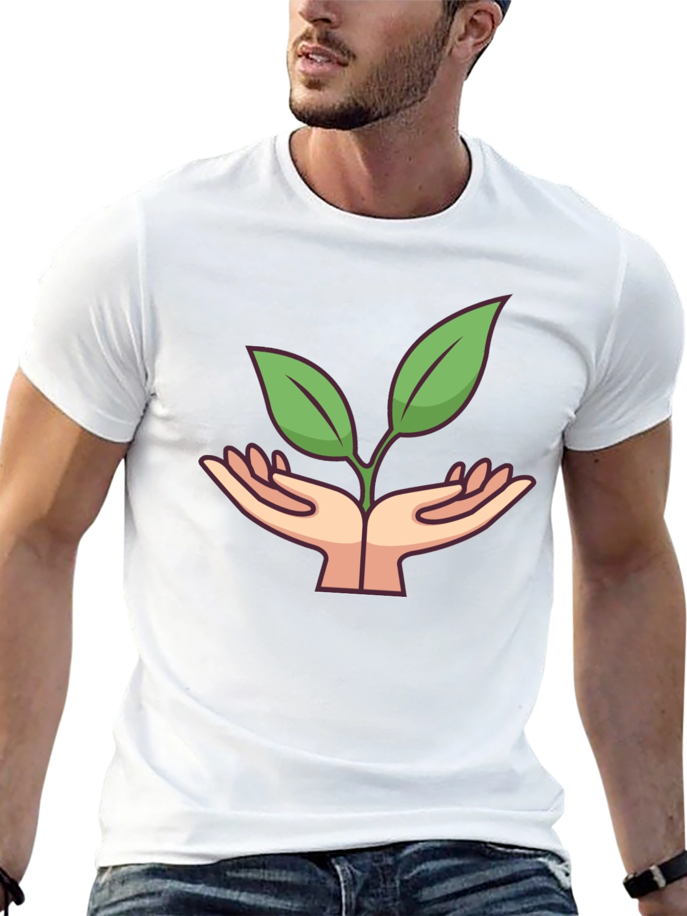 Eco Hands Graphic Tee - Black Cotton Shirt