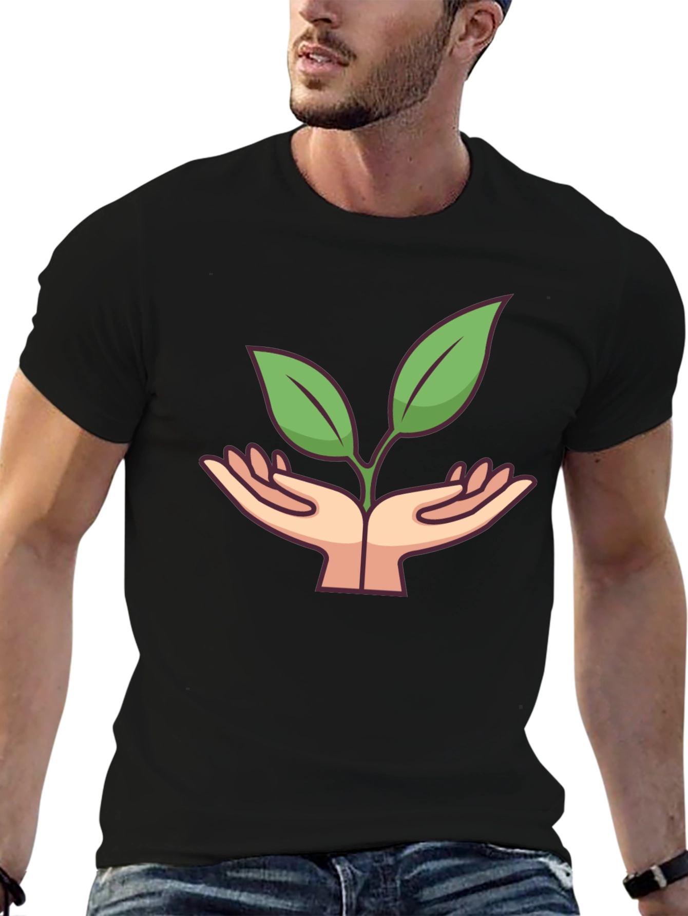 Eco Hands Graphic Tee - Black Cotton Shirt