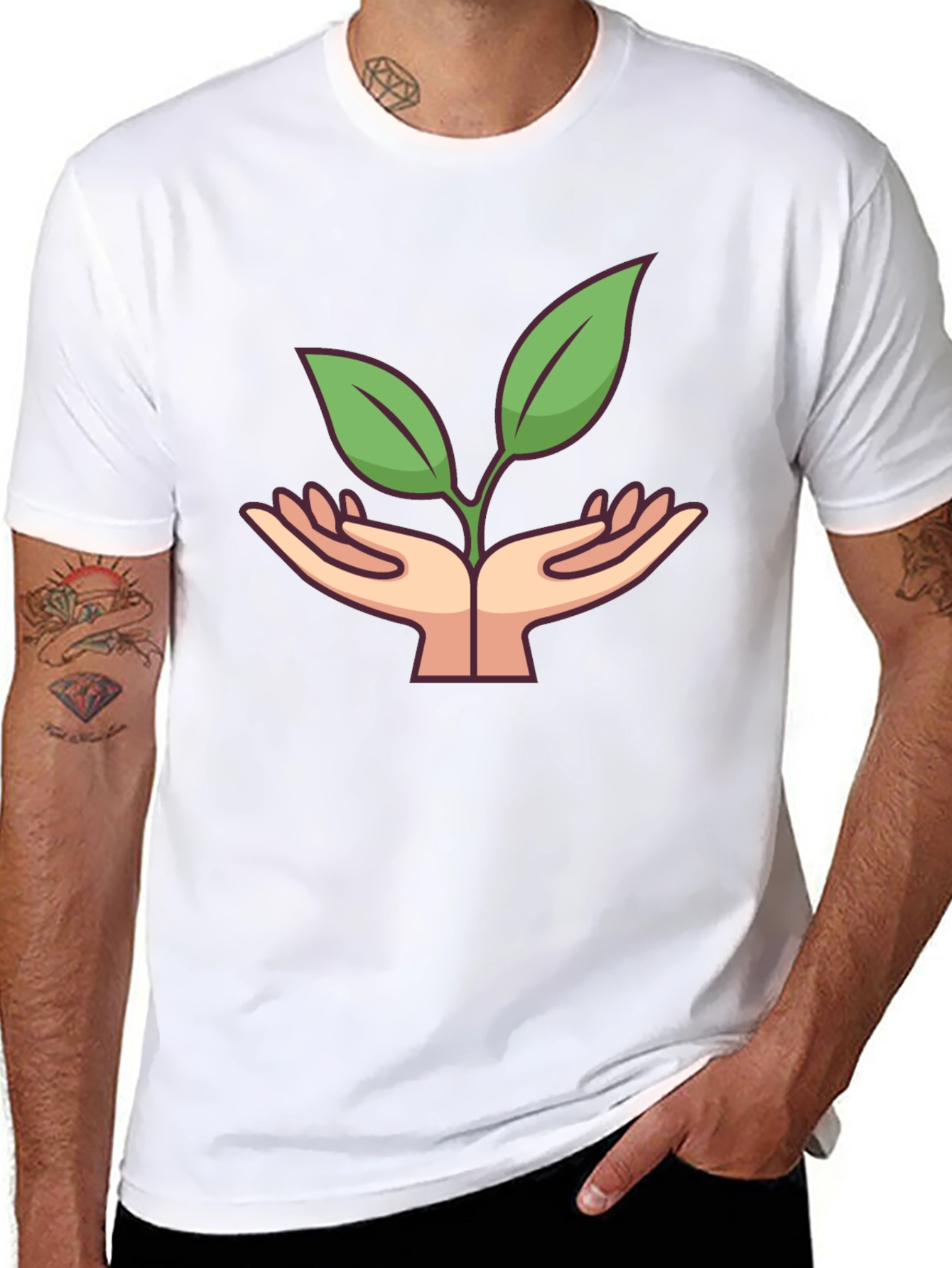 Eco Hands Graphic Tee - Black Cotton Shirt