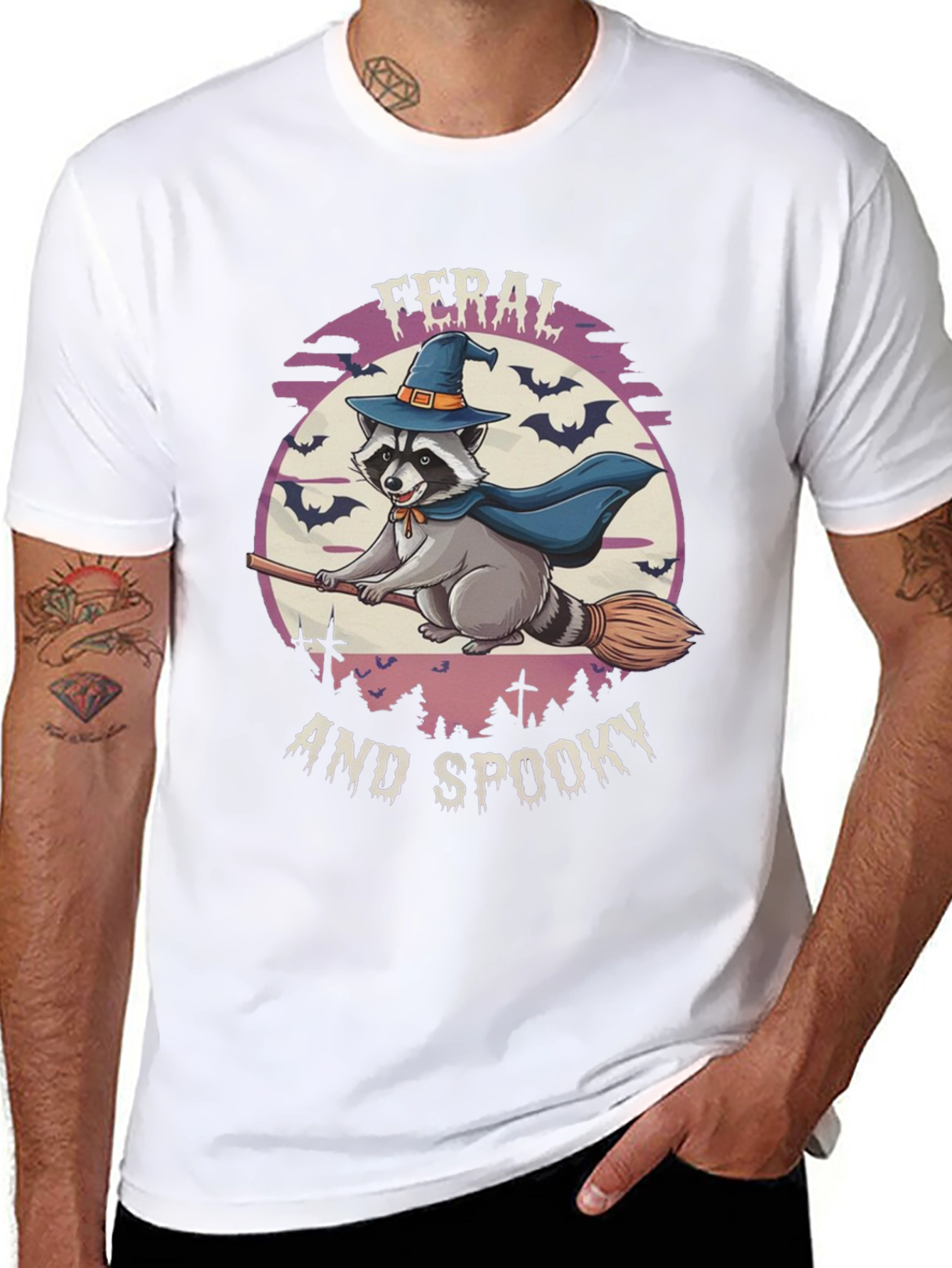 Feral and Spooky Raccoon Halloween T-Shirt