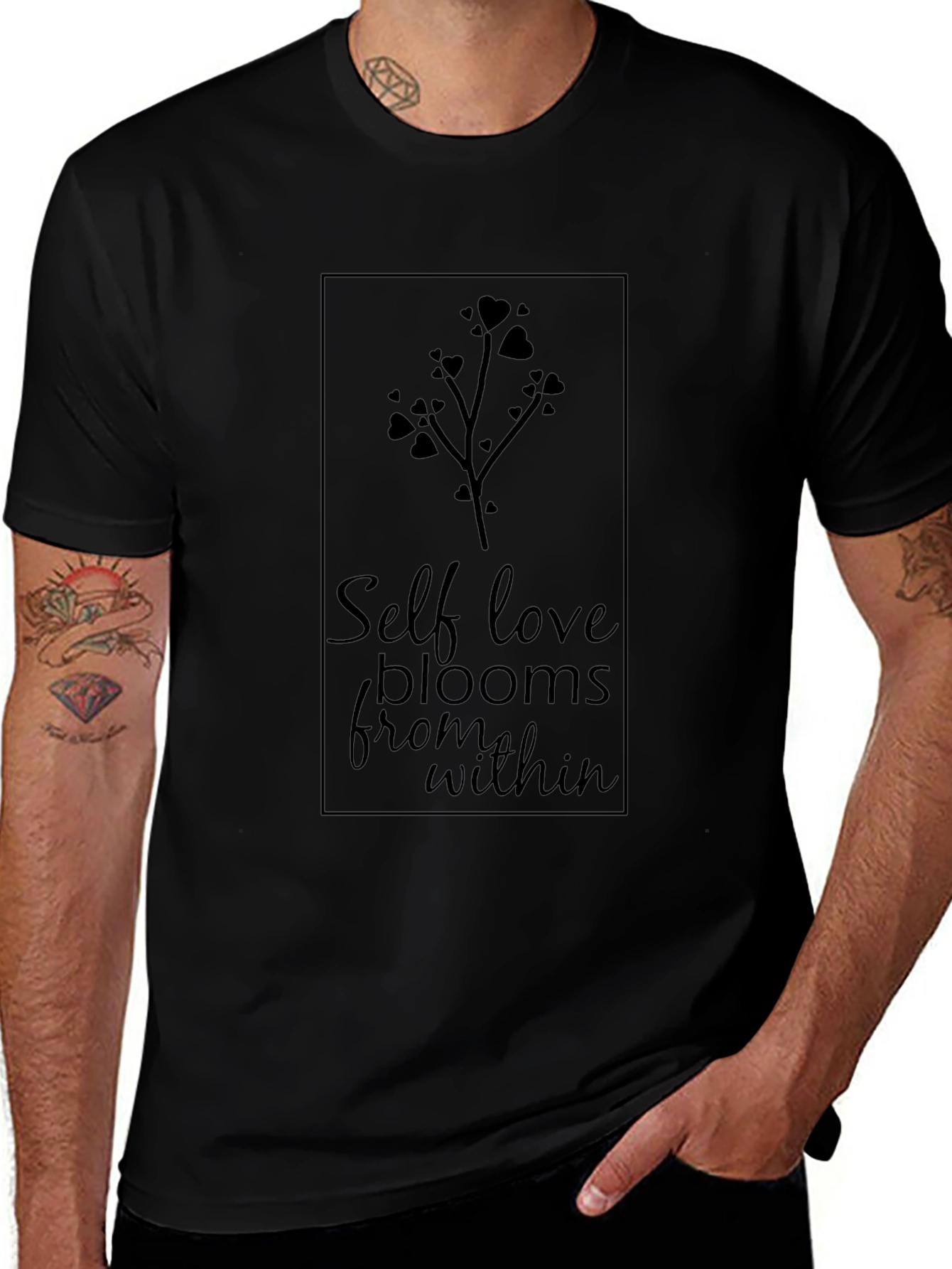 Self Love Blooms Within Black Graphic Tee