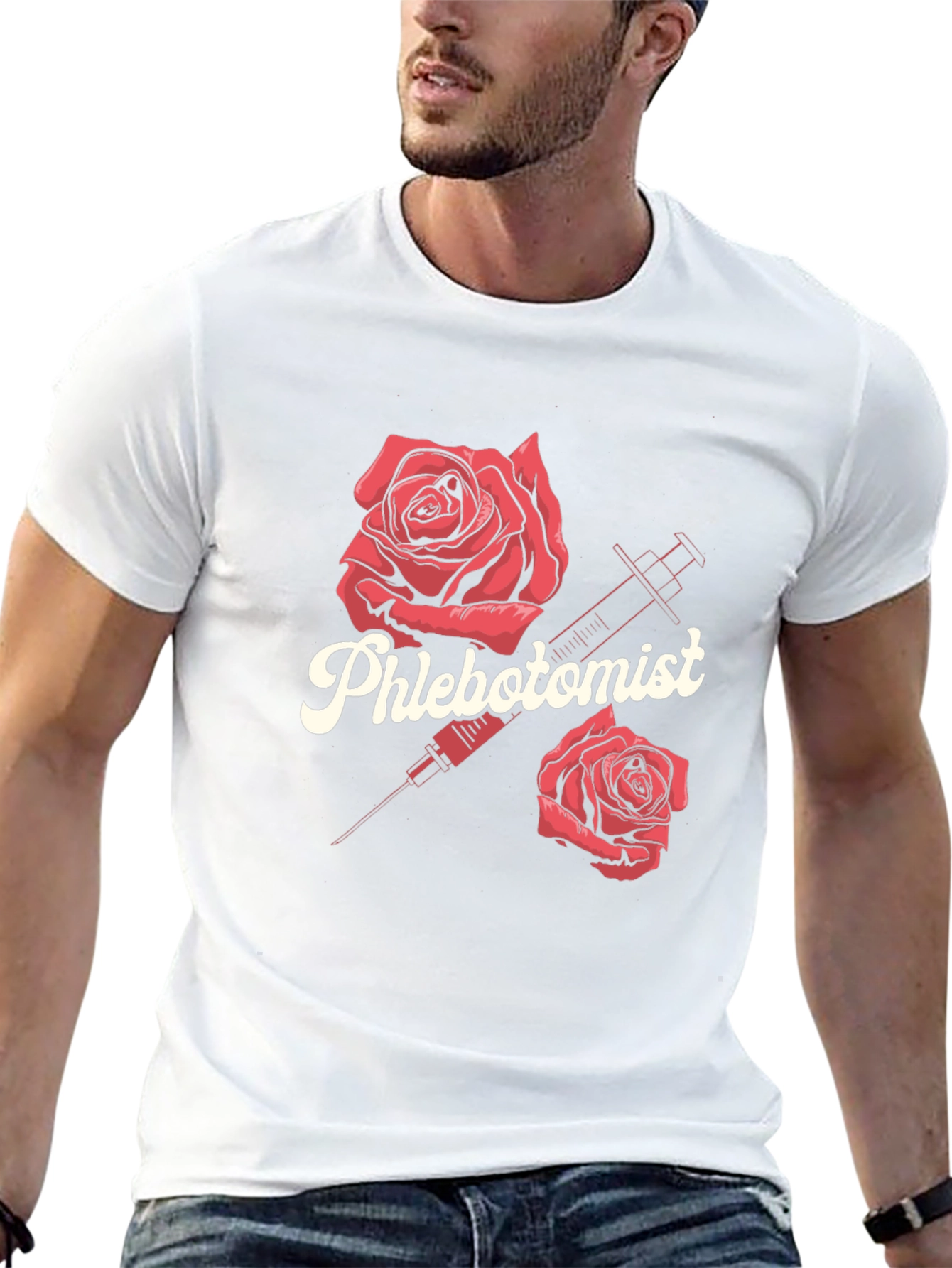 Phlebotomist Rose Syringe Graphic T-Shirt