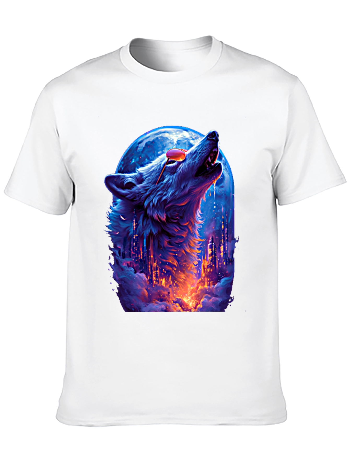 Wolf Howl Cityscape T-Shirt