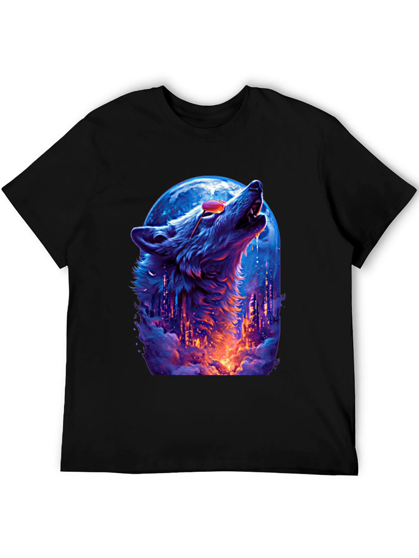 Wolf Howl Cityscape T-Shirt