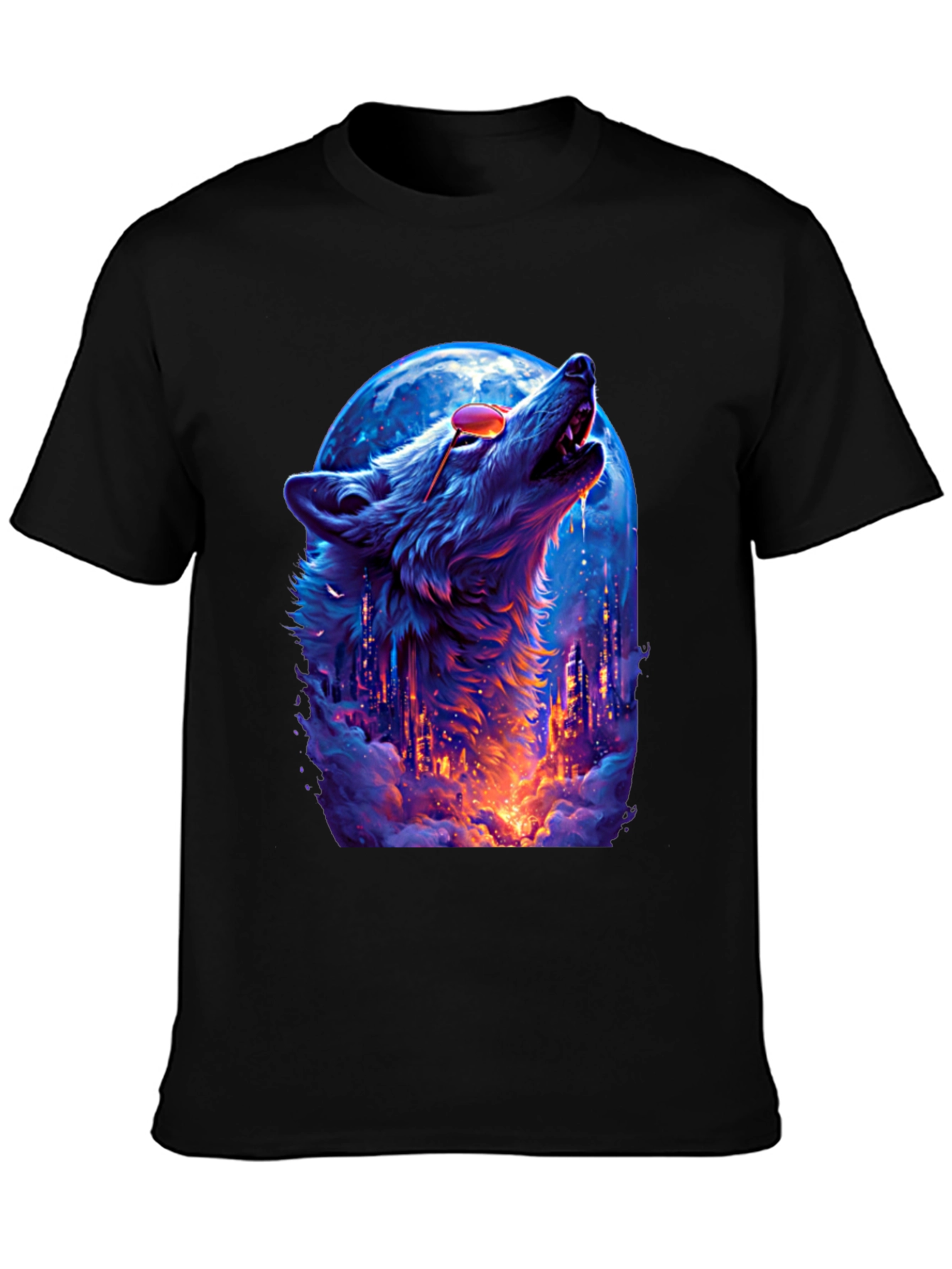 Wolf Howl Cityscape T-Shirt