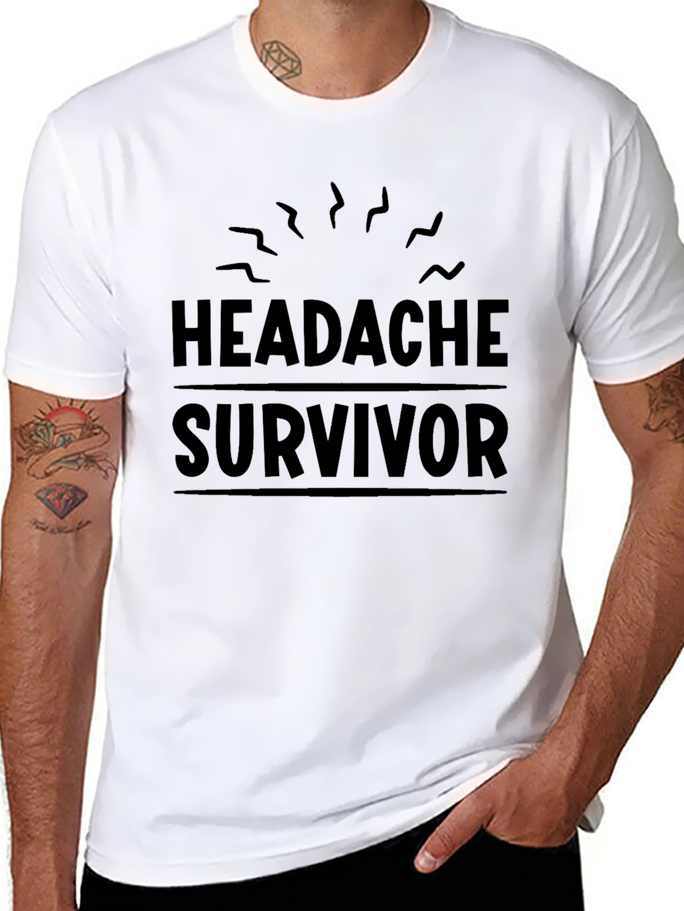 Headache Survivor Black Cotton Tee