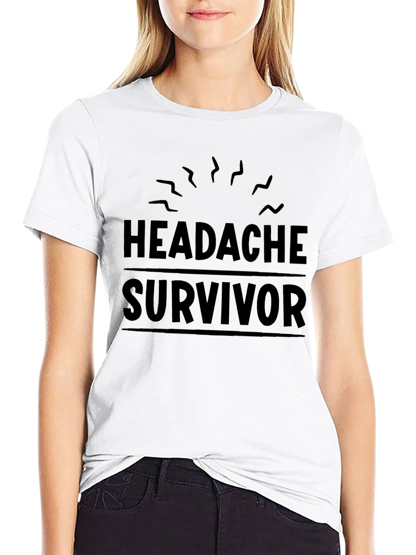 Headache Survivor Black Cotton Tee