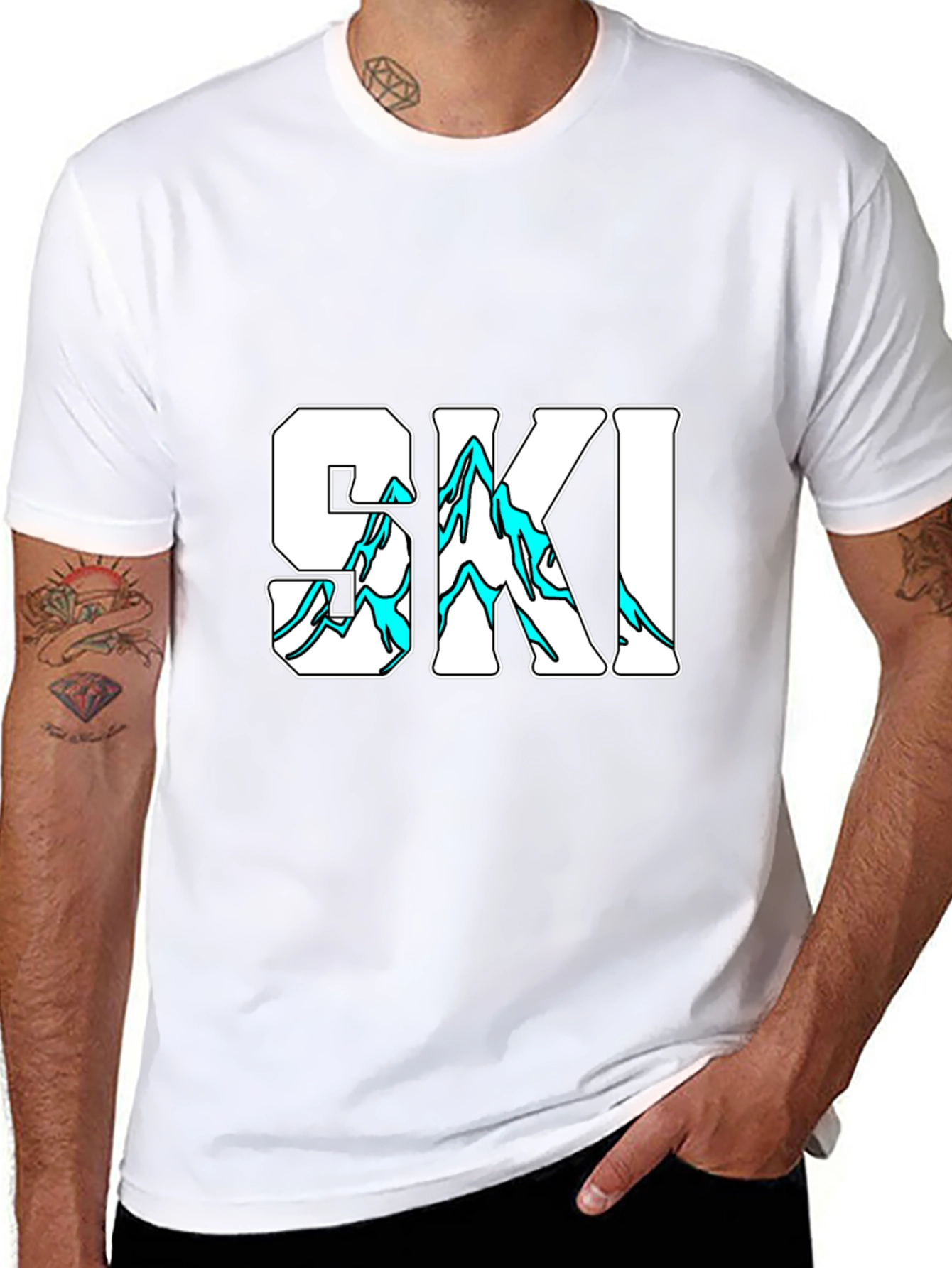 SKI Graphic Print Black T-Shirt