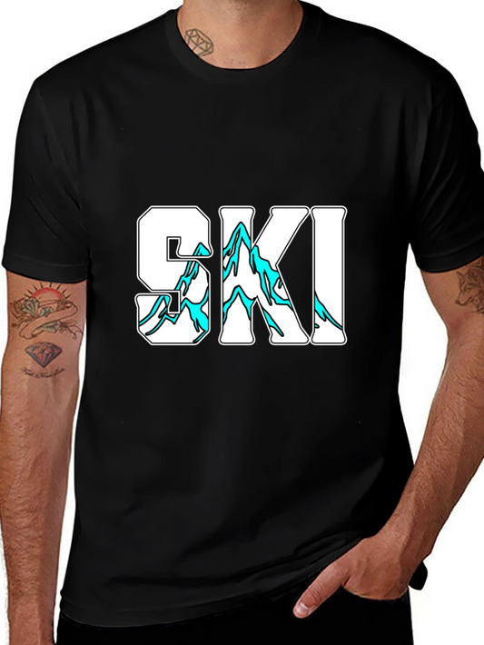 SKI Graphic Print Black T-Shirt