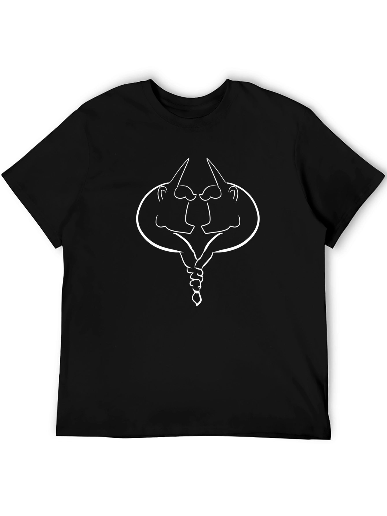 Black Graphic Tee - Cartoon Wrestling Silhouette