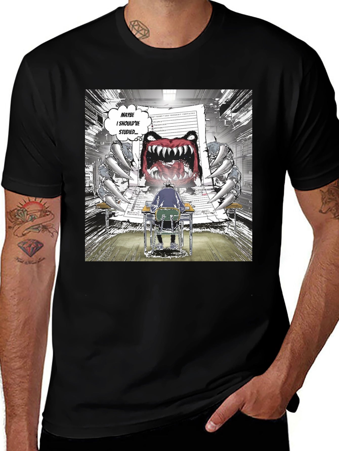 Study Monster Graphic Tee - Black Cotton T-Shirt